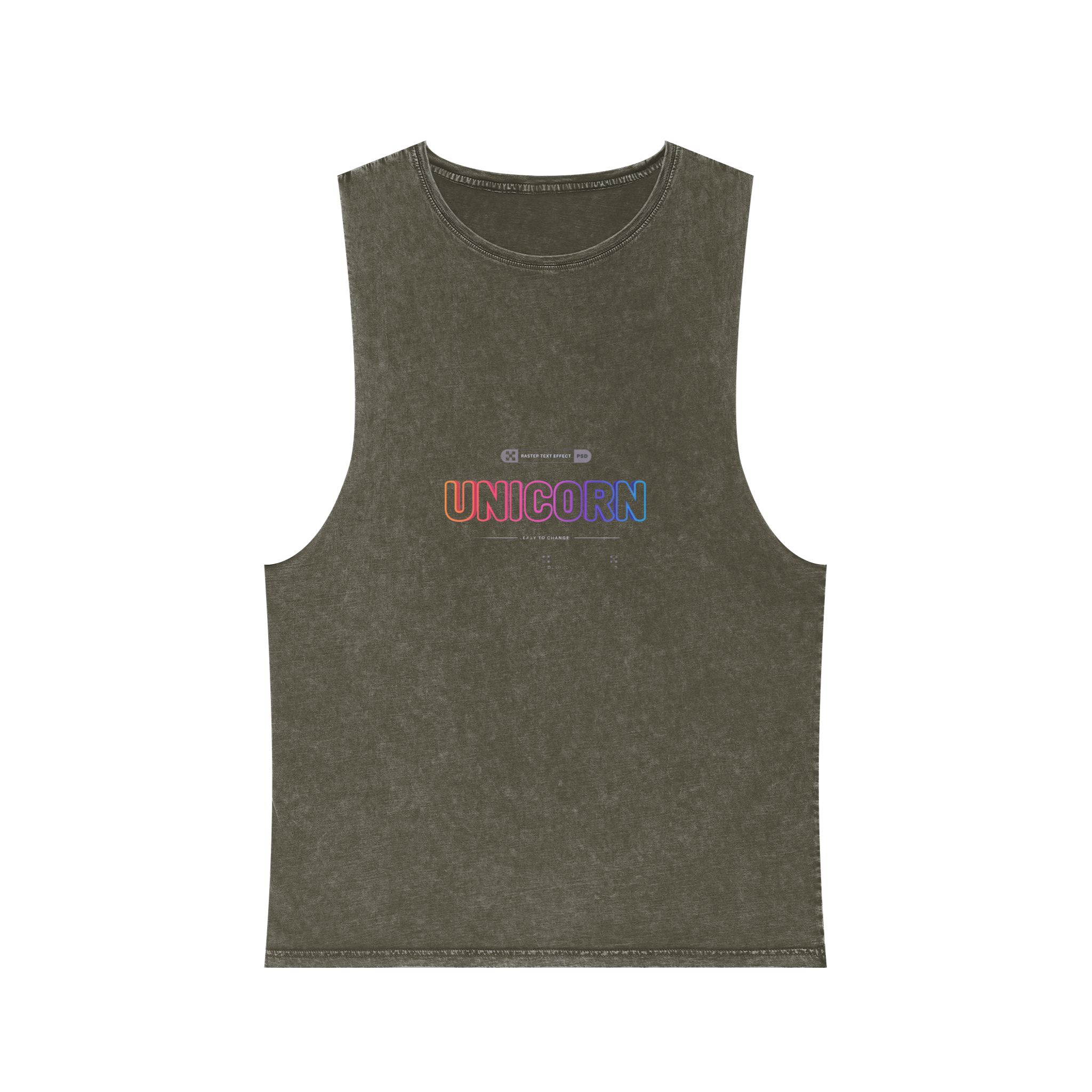 Unicorn Editable Text Effect Font Style Unisex Stonewash Tank Top - Image 5