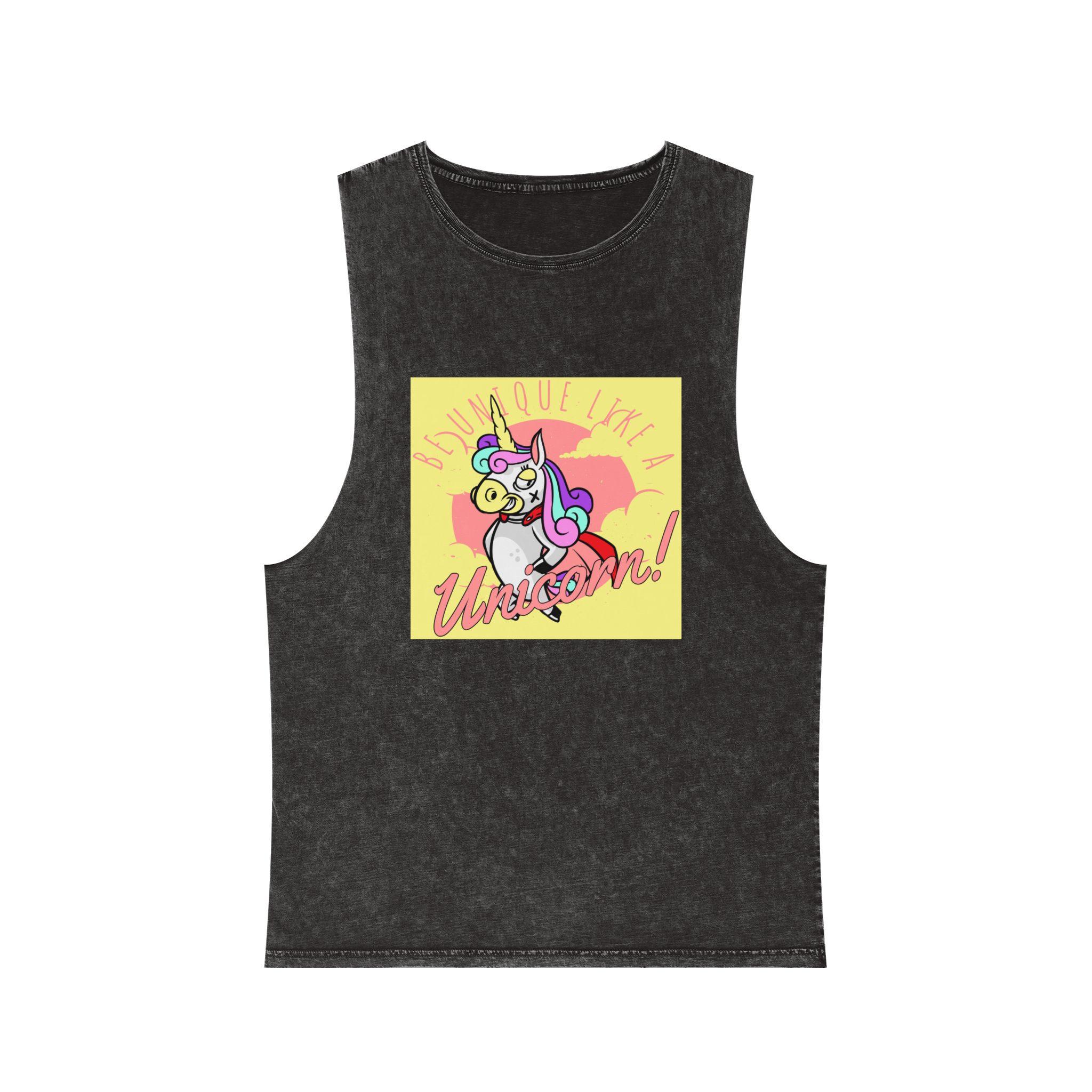 Be Unique Like Unicorn Unisex Stonewash Tank Top