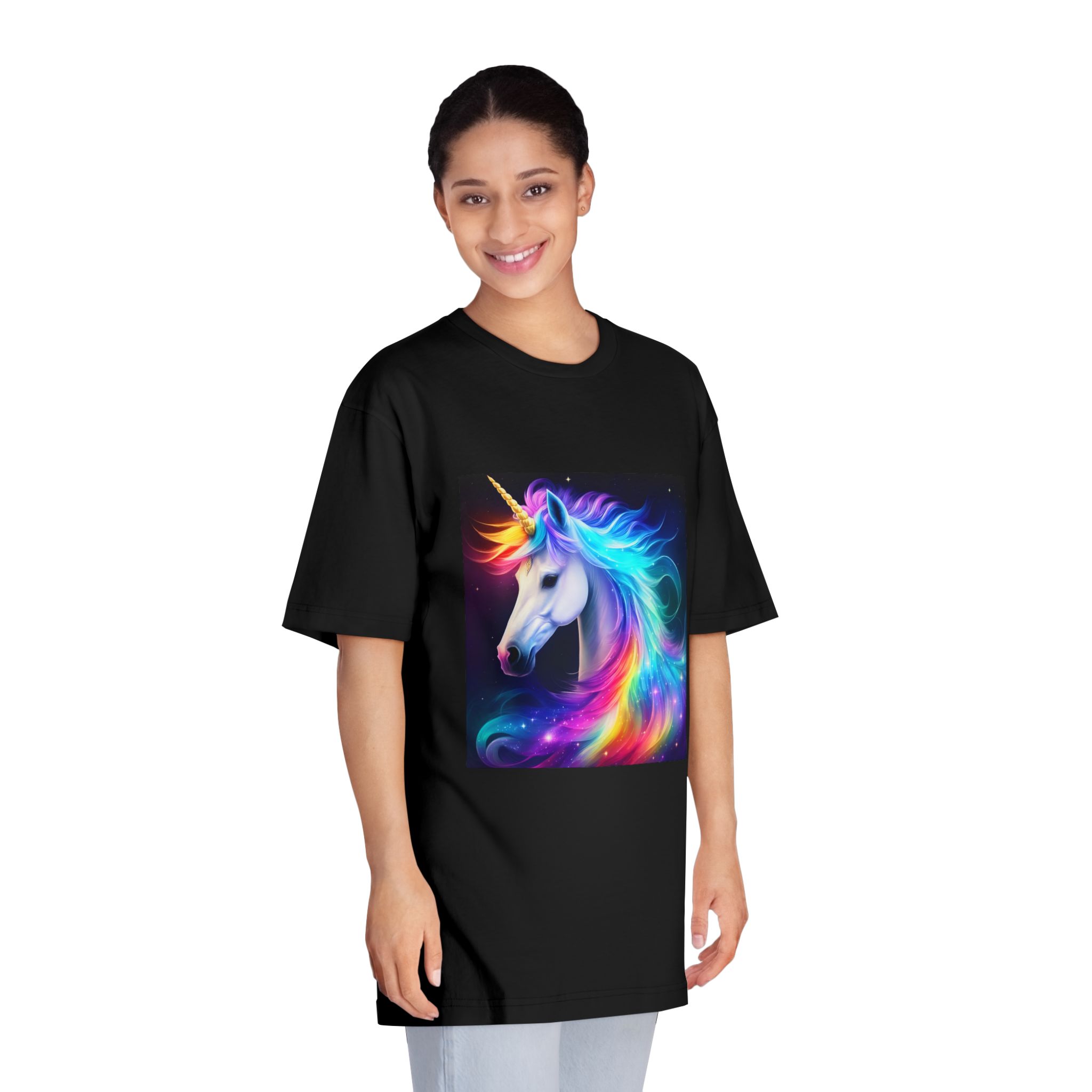Portrait Unicorn Isolated Stars Background Generative Artificial Intelligence Unisex Classic Crewneck T Shirt - Image 7