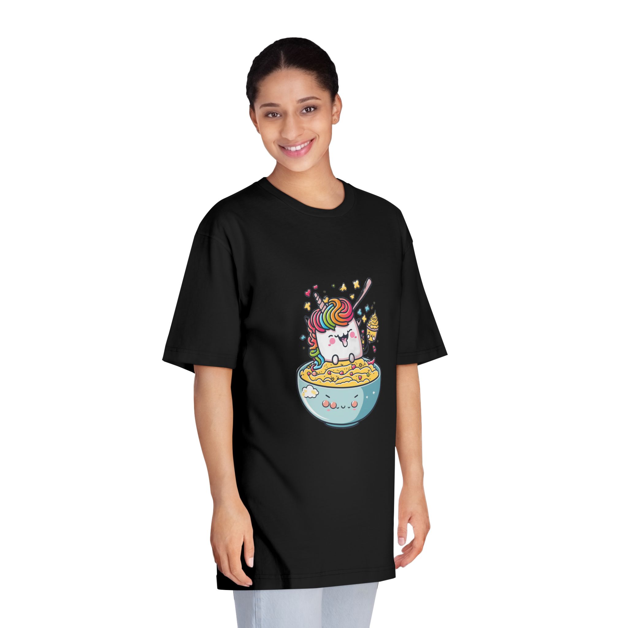 Cute Kawaii Unicorn Graphic Eating Ramen Unisex Classic Crewneck T Shirt - Image 7