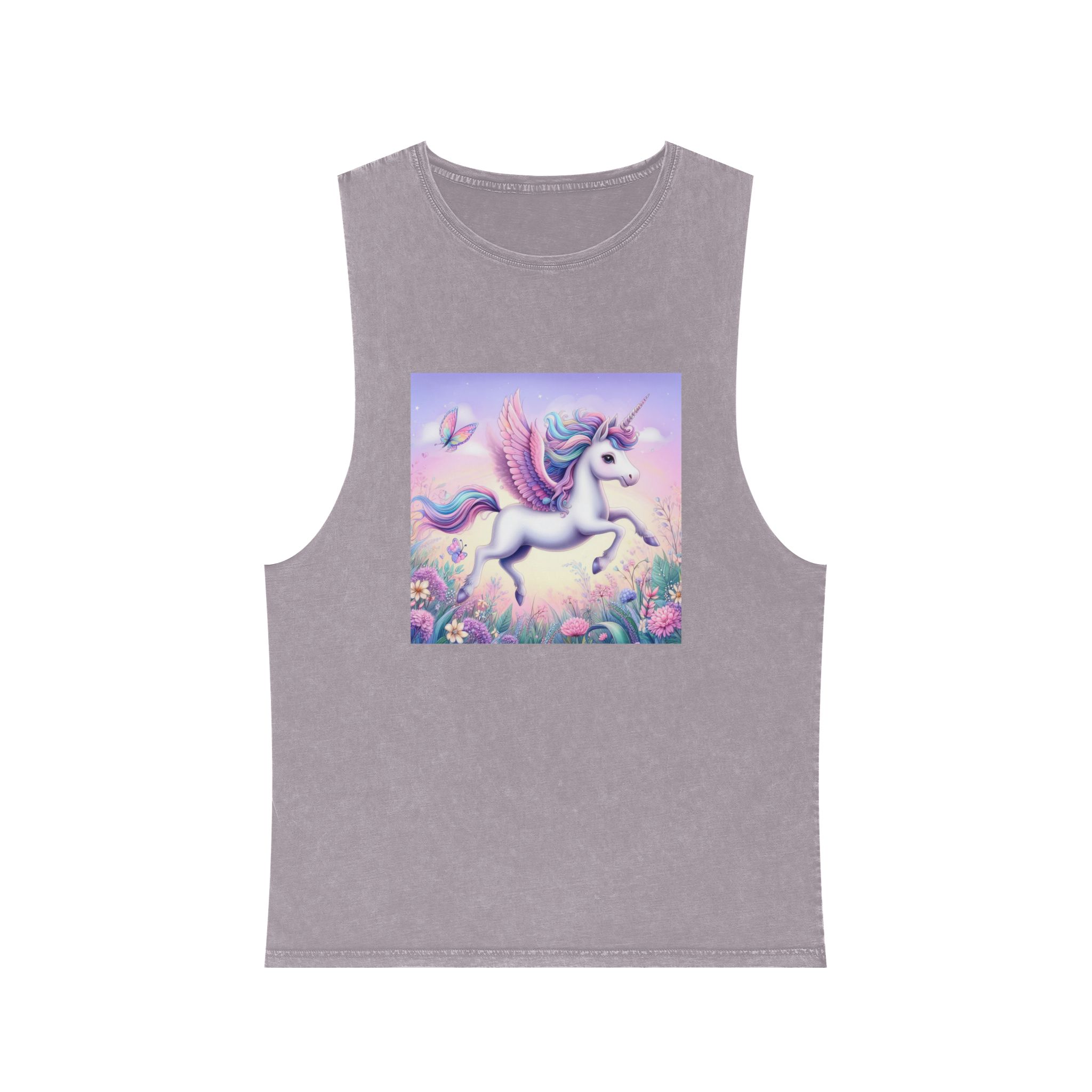 Beautiful Unicorn Running Magical Meadow Unicorn Background Images Whimsical Unicorn (41) Unisex Stonewash Tank Top - Image 17