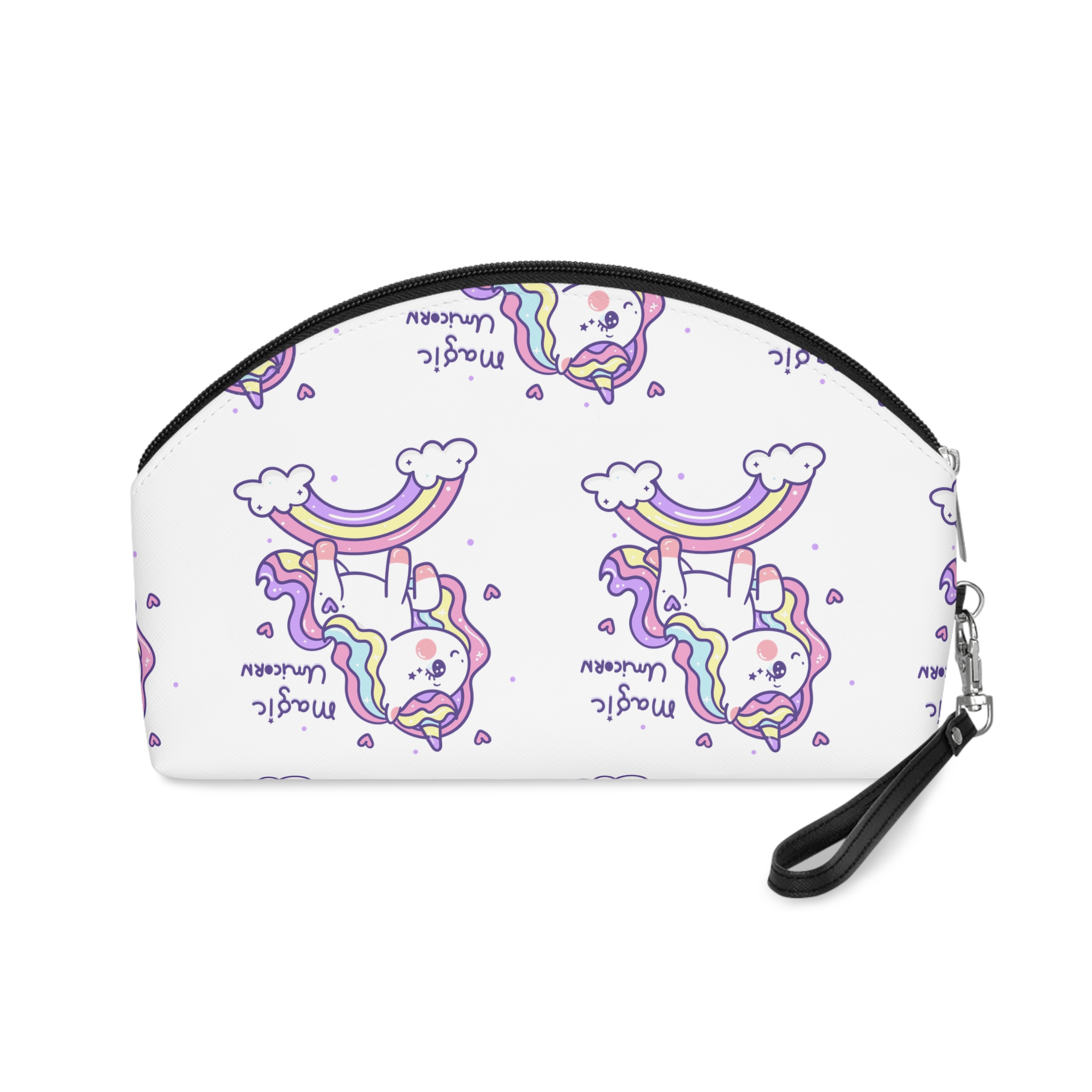 Cute Unicorn Doodle Rainbow Makeup Bag - Image 2