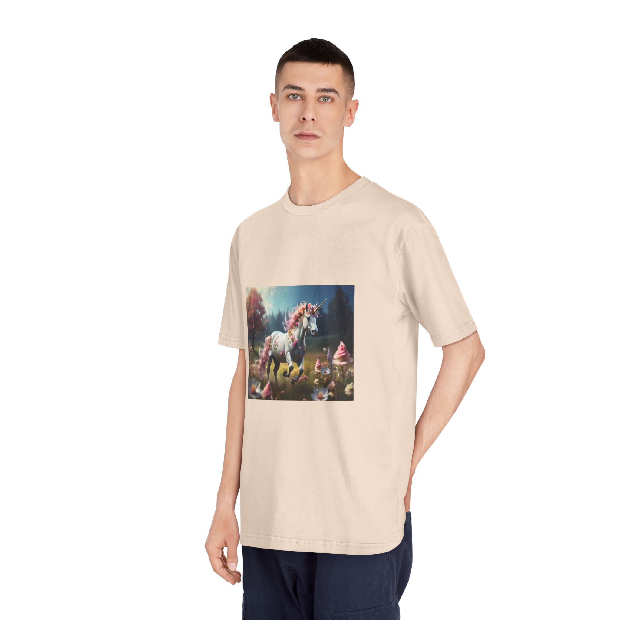 Beautiful Unicorn Running Magical Meadow Unicorn Background Images Whimsical Unicorn (27) Unisex Classic Crewneck T Shirt - Image 12