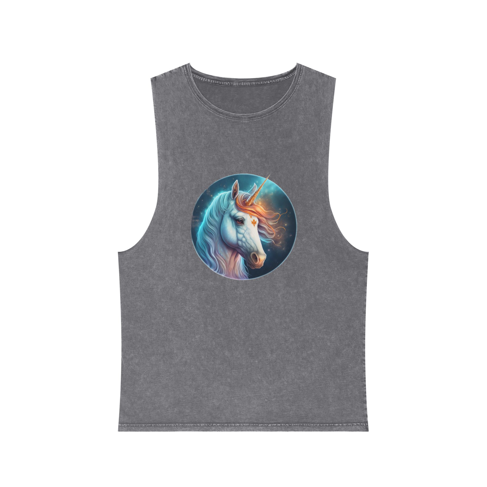 Adorable Colorful Unicorn Unisex Stonewash Tank Top - Image 9