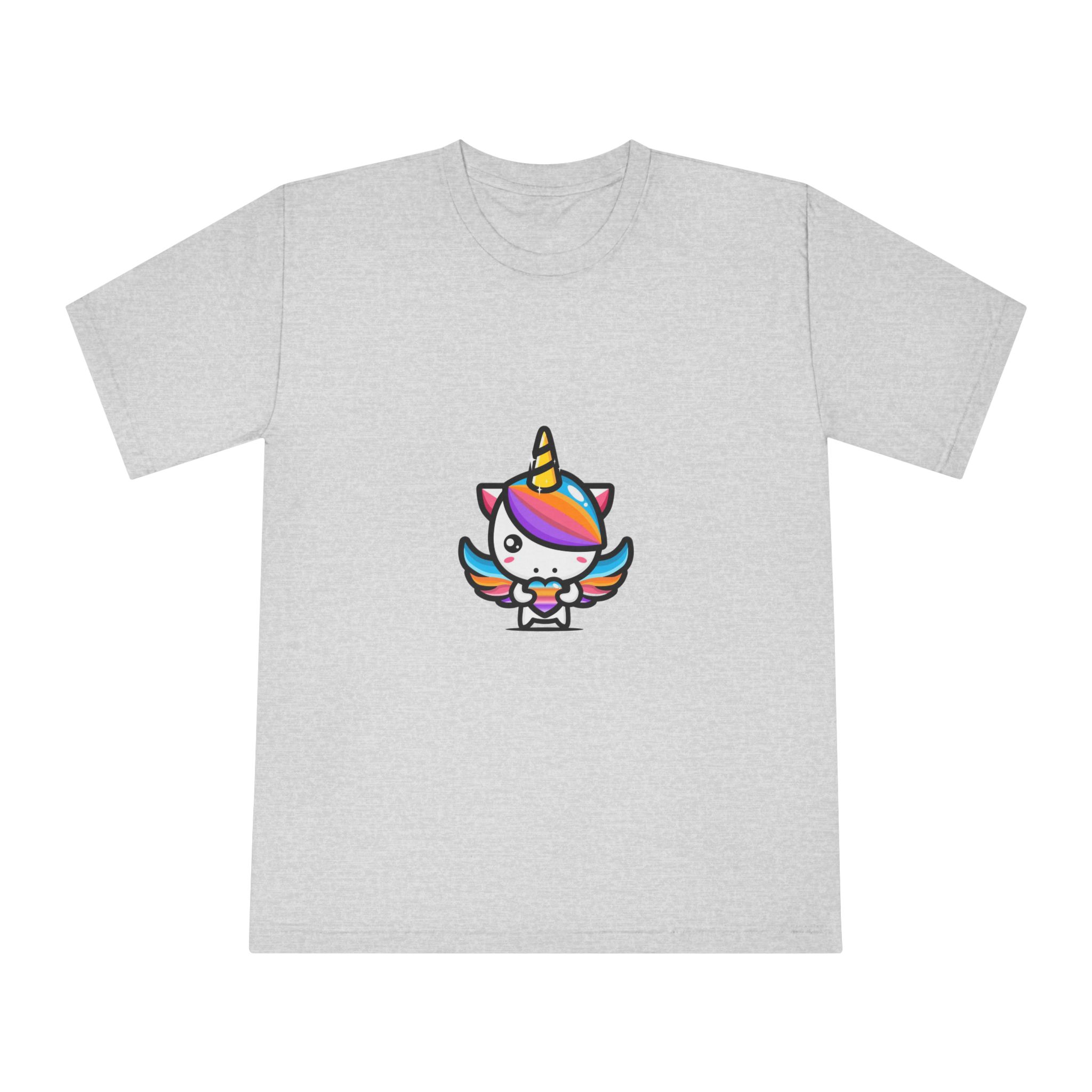 Cute Unicorn Hugging Colorful Heart Unisex Classic Crewneck T Shirt - Image 13