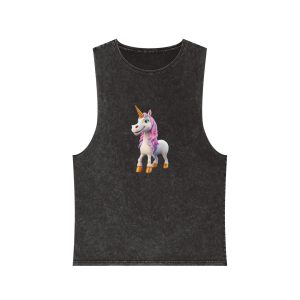 Colorful Cartoon Animated 3d Unicorn Children (15) Unisex Stonewash Tank Top