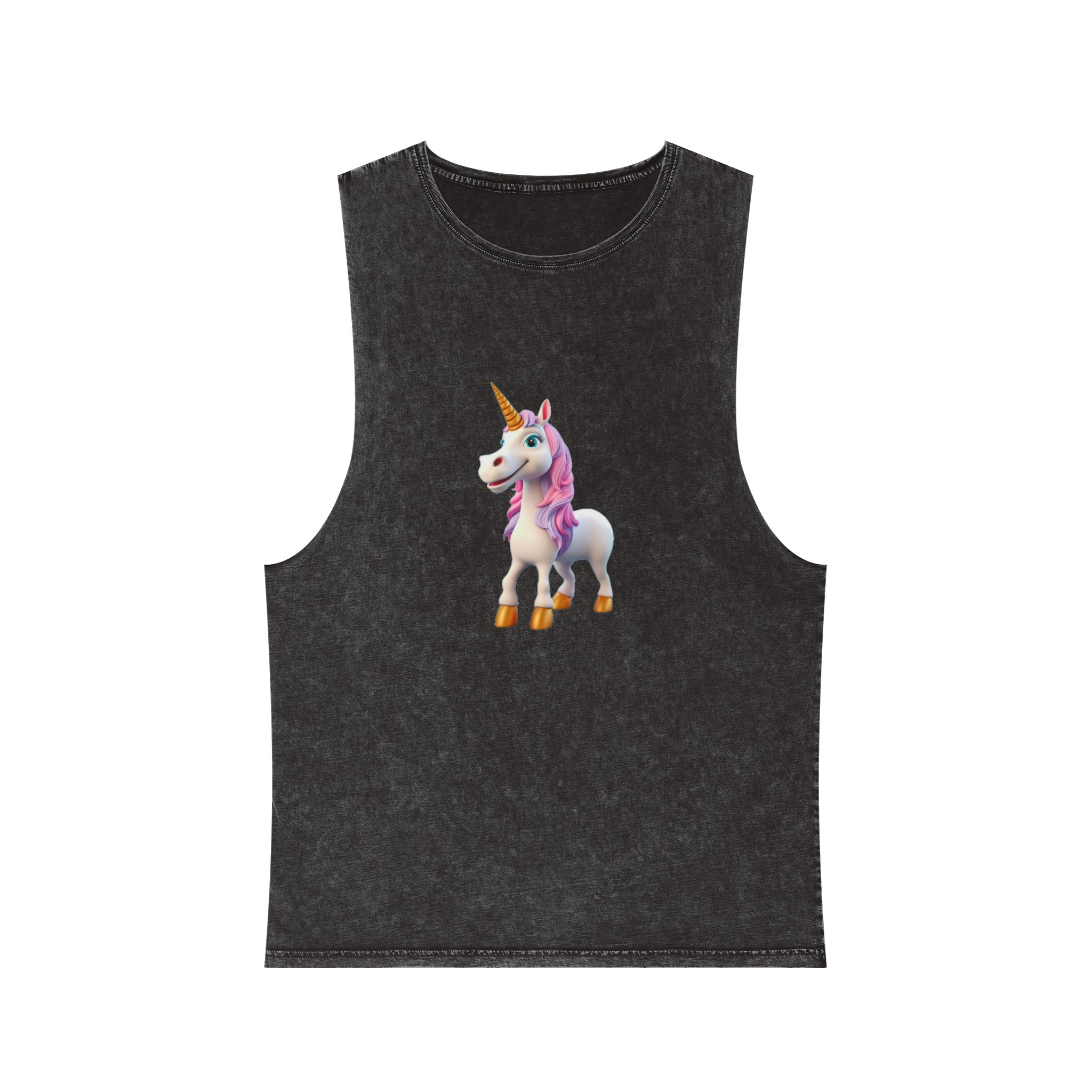 Colorful Cartoon Animated 3d Unicorn Children (15) Unisex Stonewash Tank Top