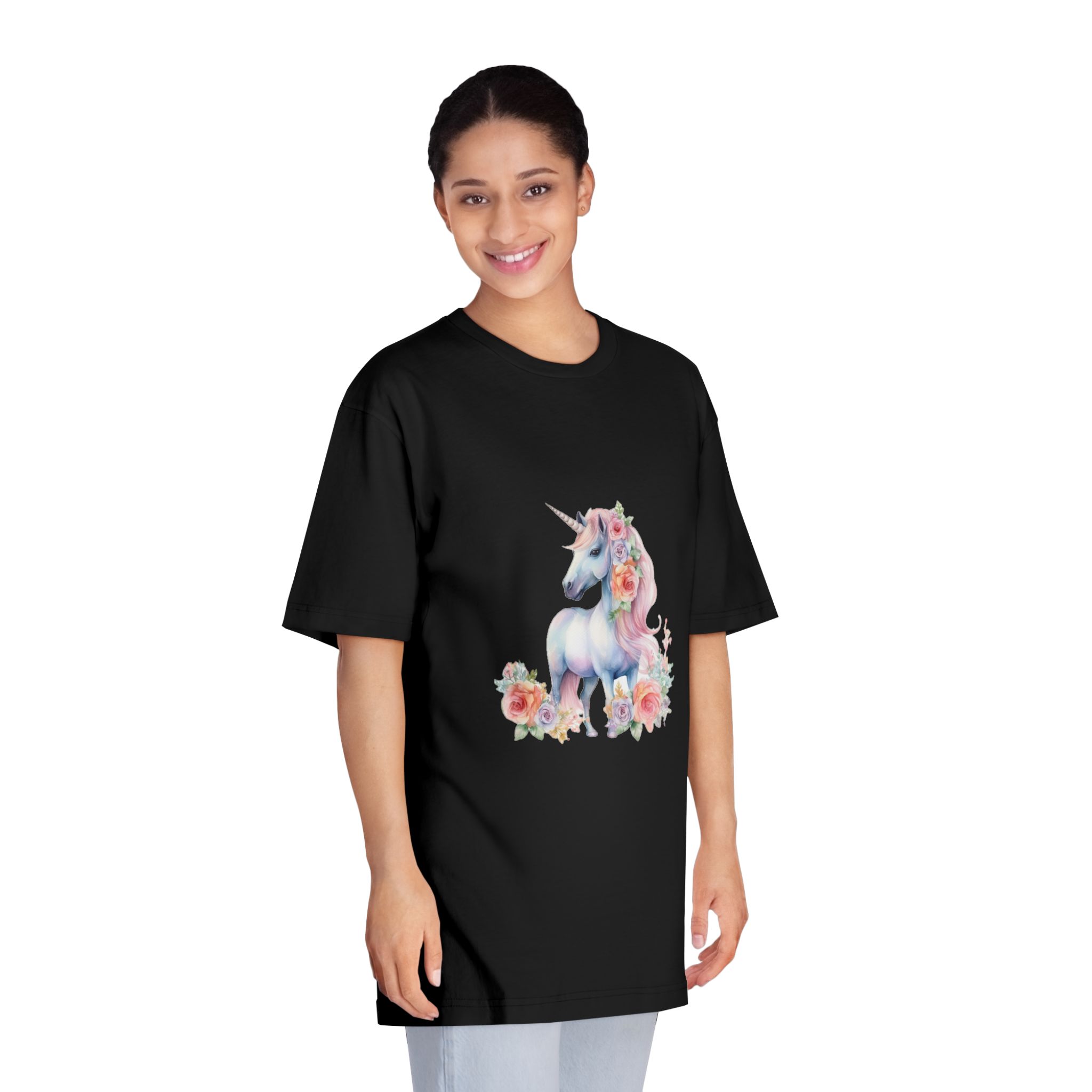 There Is Unicorn With Long Mane Flowers It Generative Ai Unisex Classic Crewneck T Shirt - Image 7