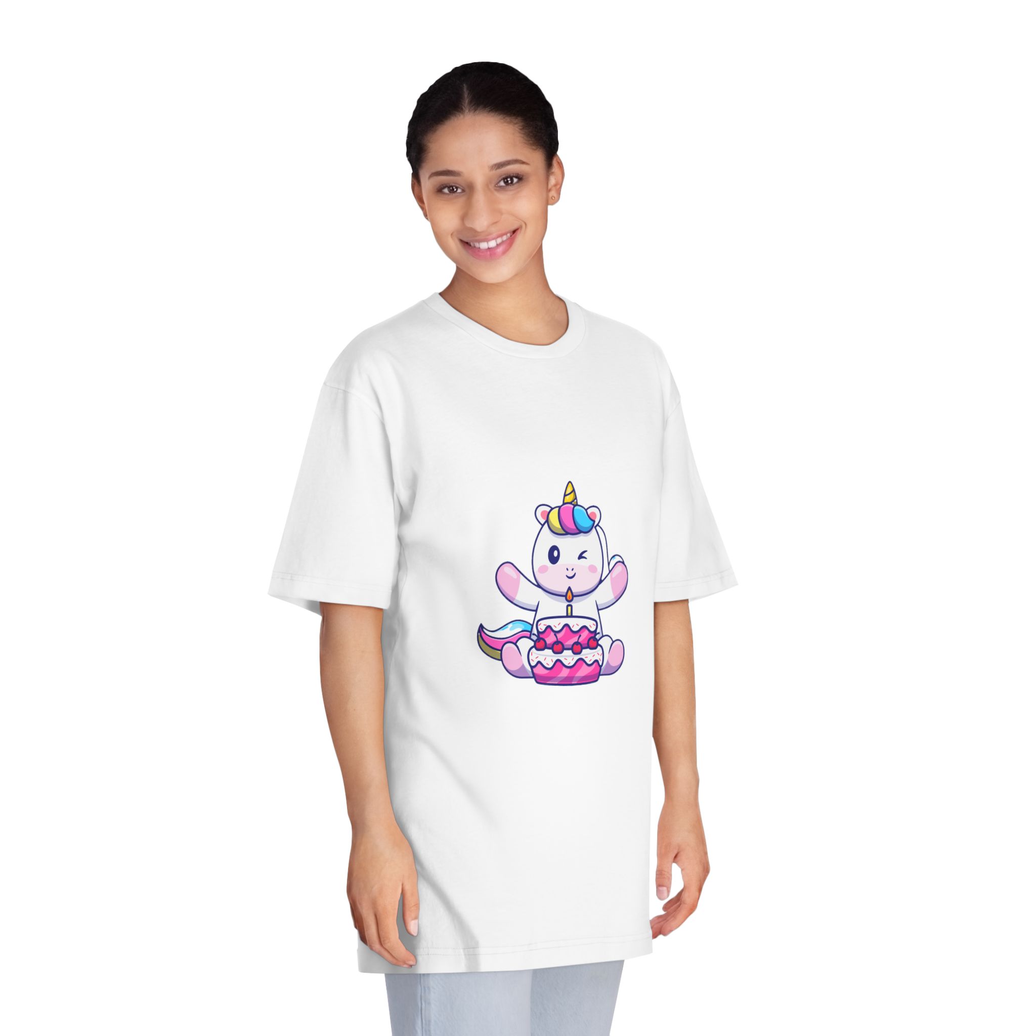 Cute Unicorn Birthday Unisex Classic Crewneck T Shirt - Image 3
