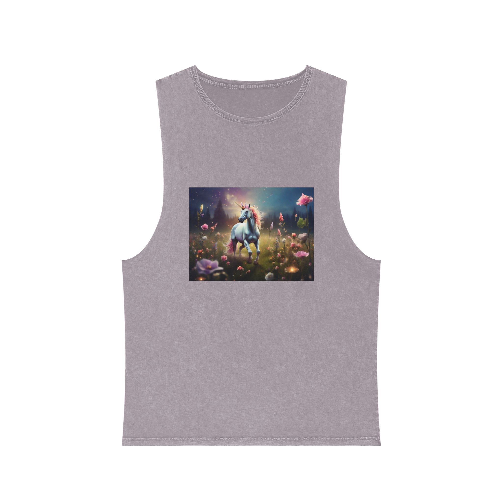 Beautiful Unicorn Running Magical Meadow Unicorn Background Images Whimsical Unicorn (20) Unisex Stonewash Tank Top - Image 17