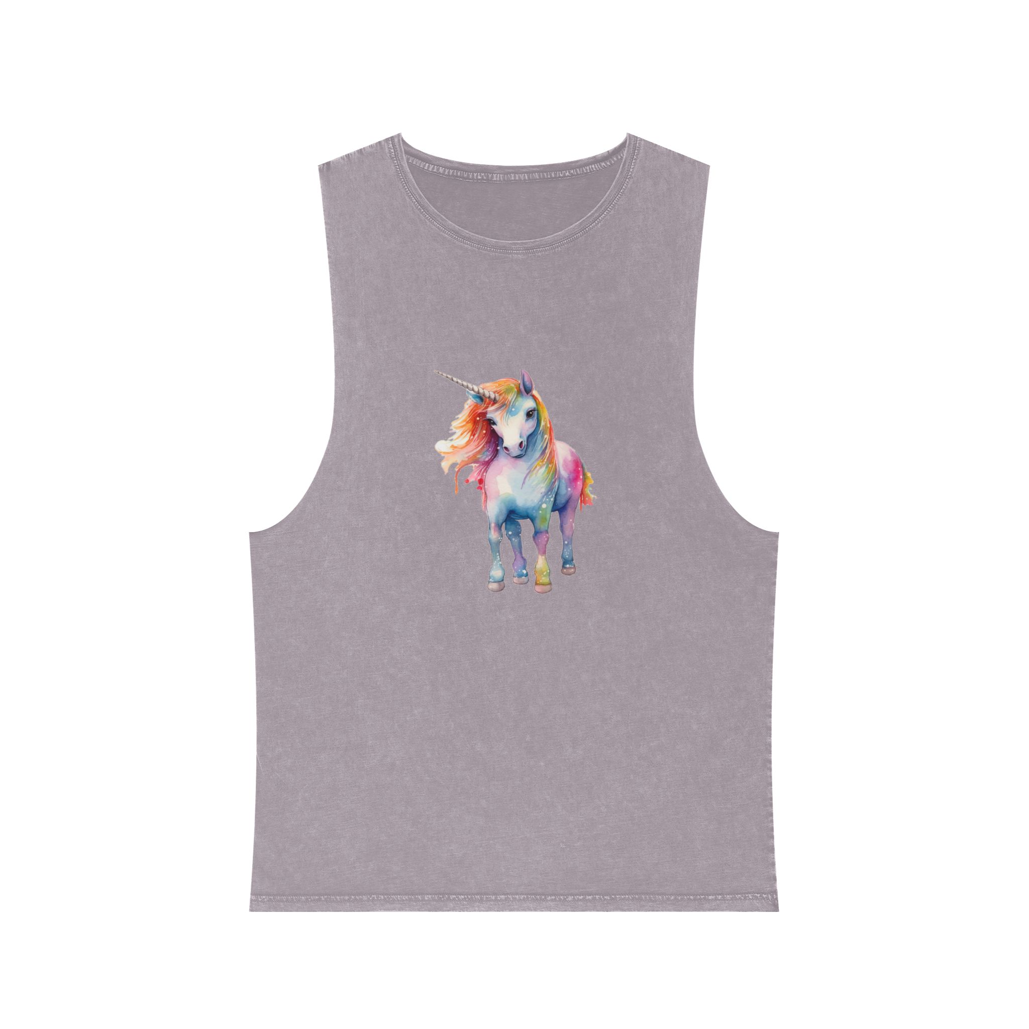 Painting Unicorn With Colorful Mane Long Mane Generative Ai (5) Unisex Stonewash Tank Top - Image 17