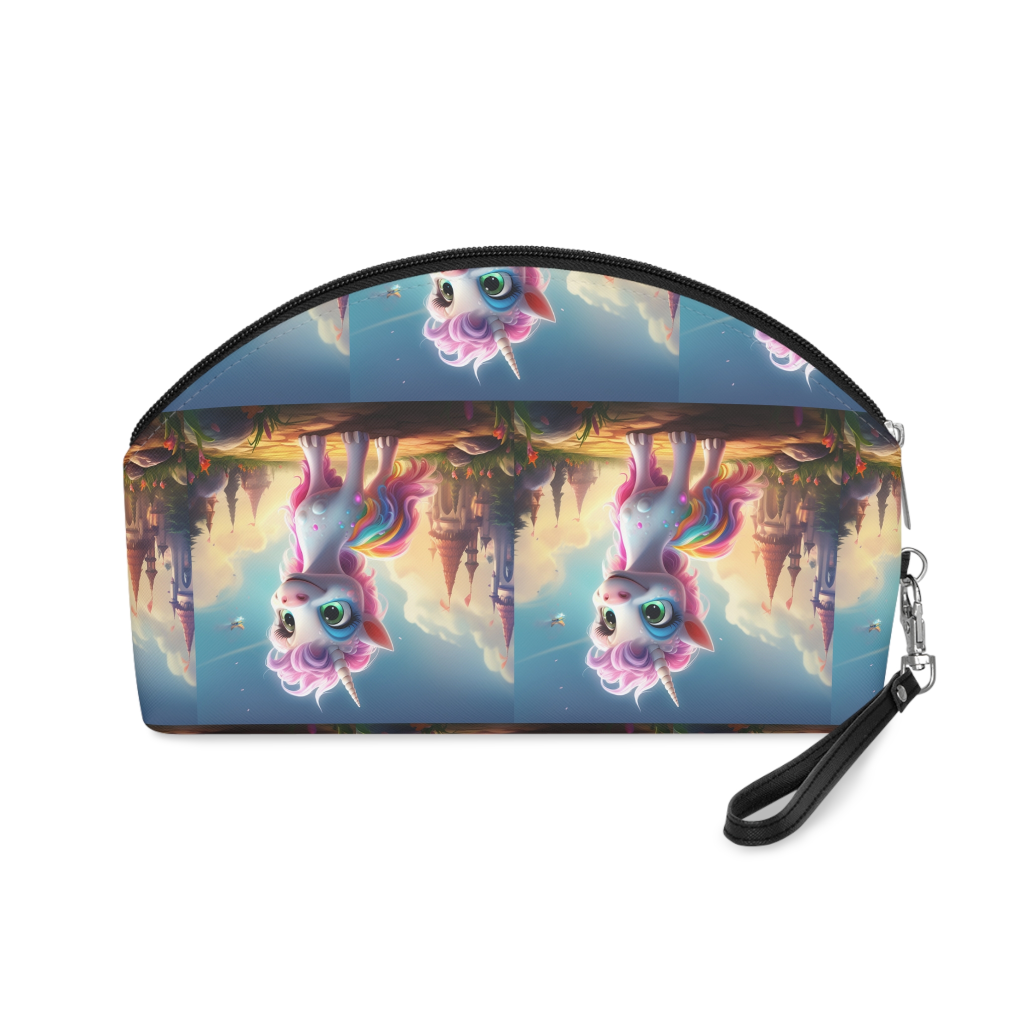 Unicorn Standing Rock Front Castle Generative Ai Makeup Bag - Image 2