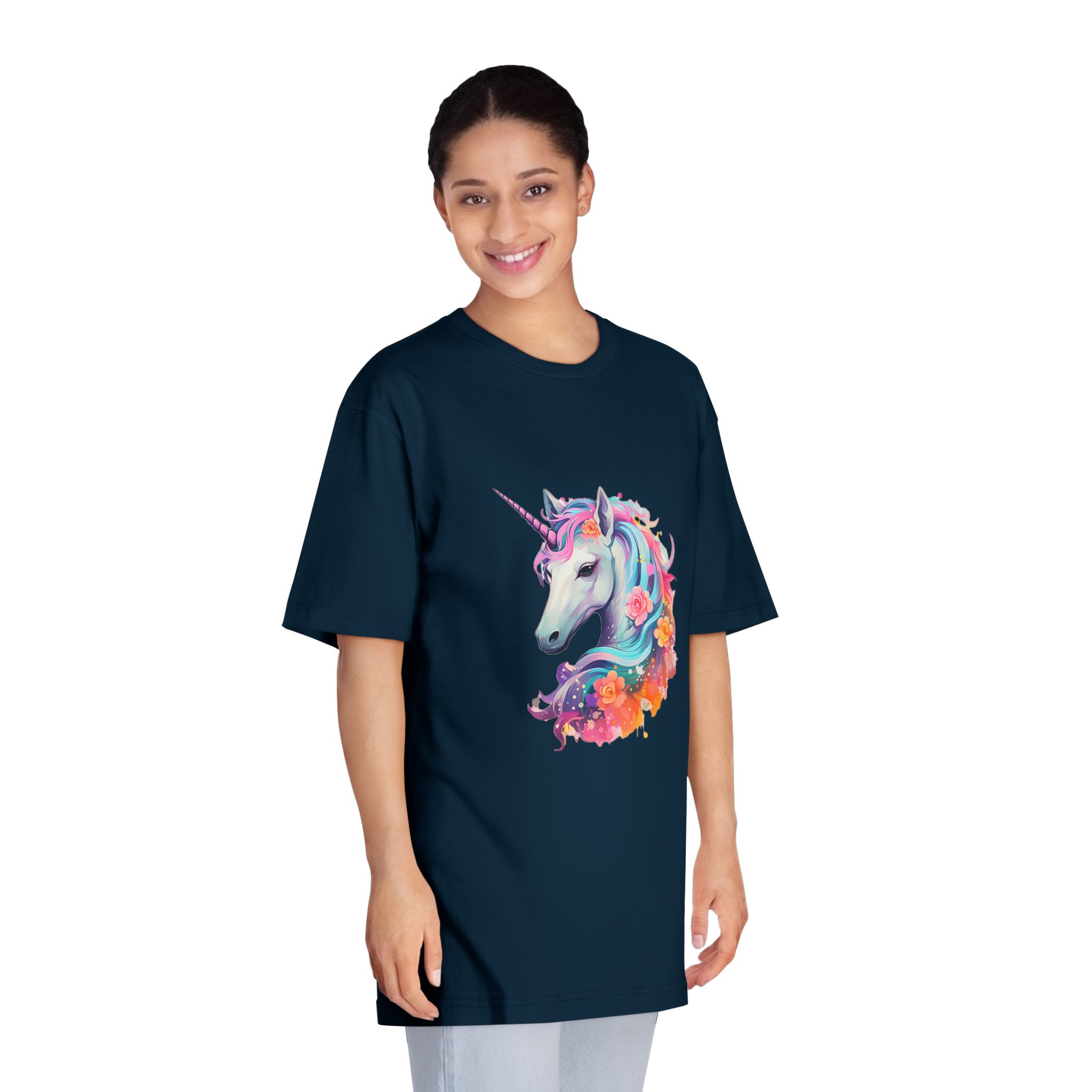 Unicorn Head Colorful Art White Background (2) Unisex Classic Crewneck T Shirt - Image 19