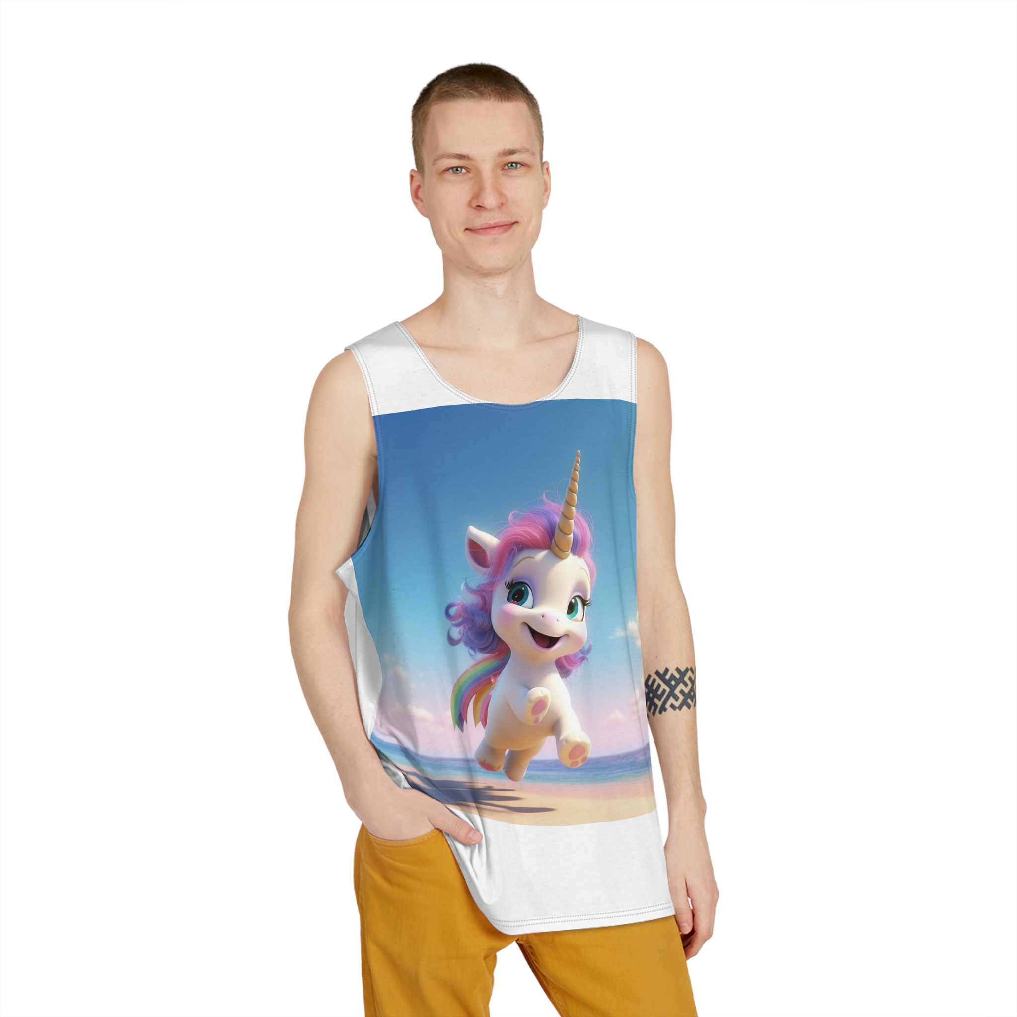 Animated Unicorn Children Mens Tank Aop - Image 3