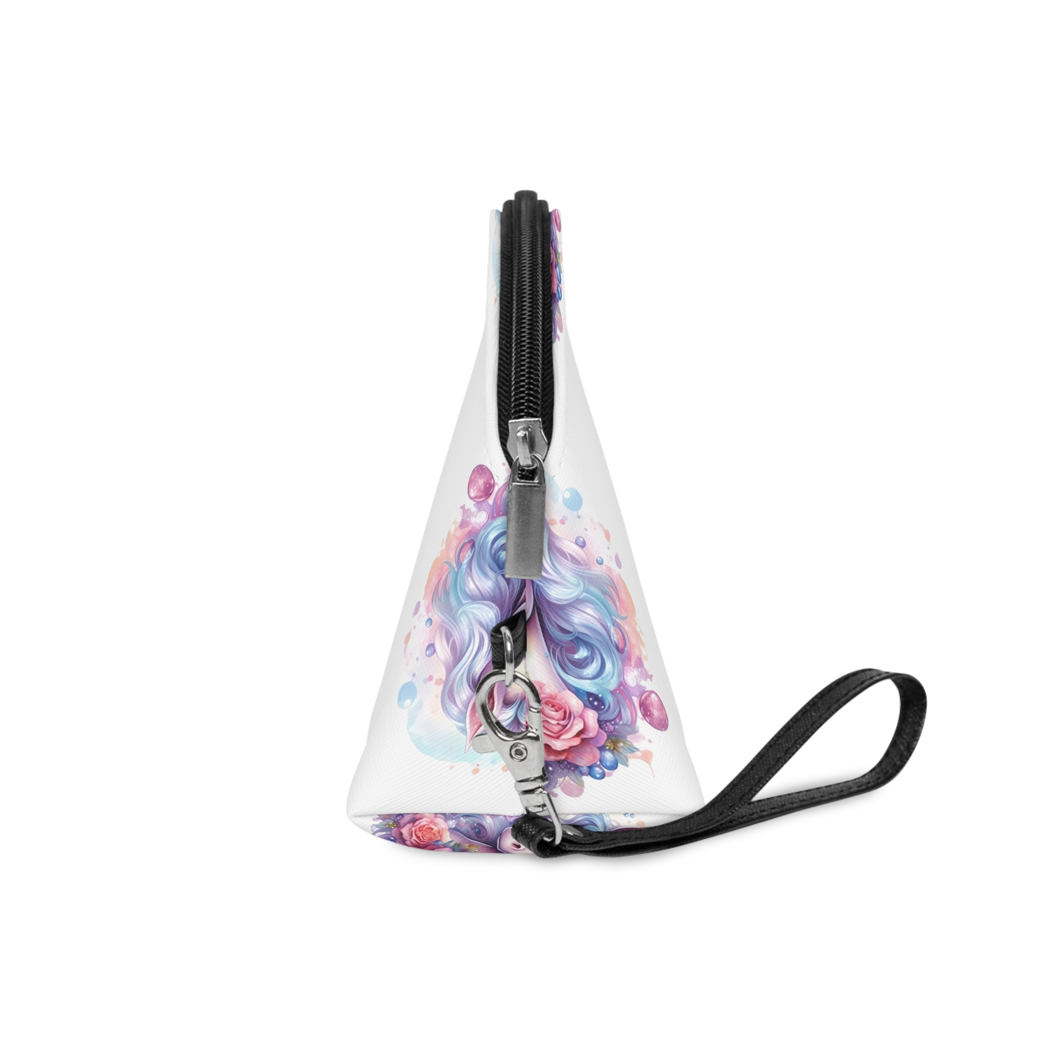 Cute Colorful Magic Unicorn With Flowers Watercolor Style (8) Copy Makeup Bag - Image 3