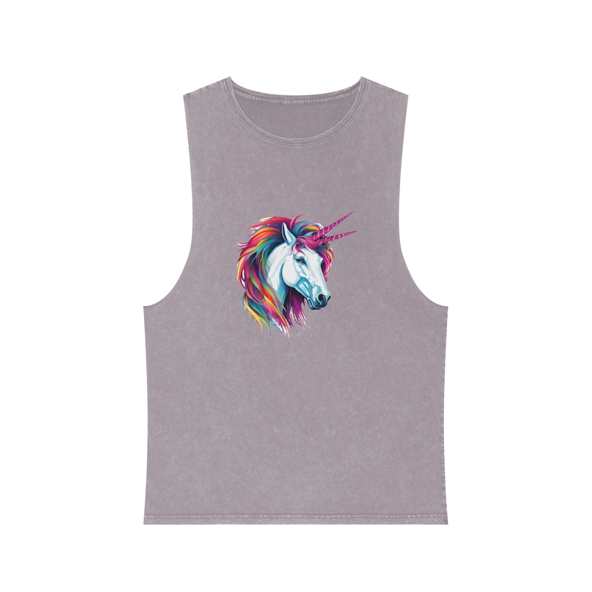 Close Up Unicorns Head With Colorful Mane Generative Ai Copy Unisex Stonewash Tank Top - Image 17