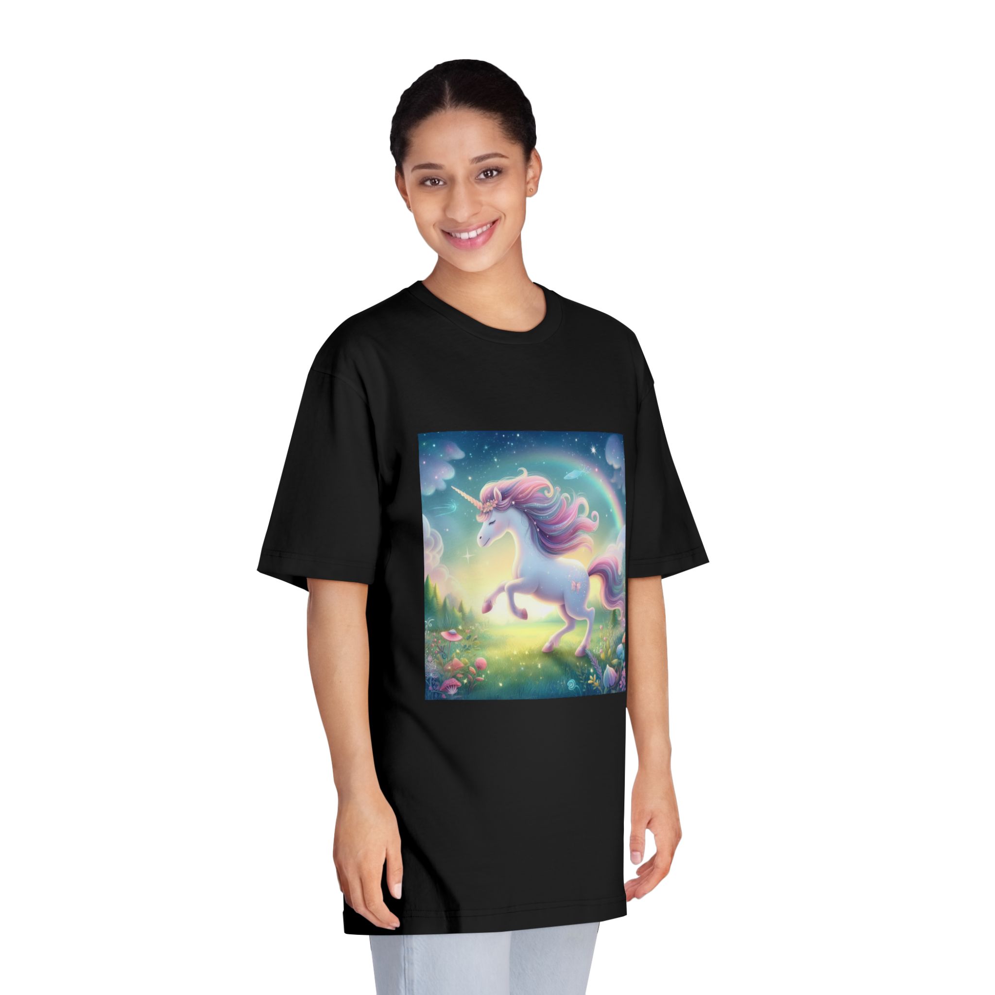 Beautiful Unicorn Running Magical Meadow Unicorn Background Images Whimsical Unicorn (21) Unisex Classic Crewneck T Shirt - Image 7
