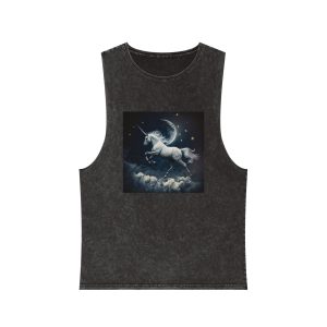 Unicorn Clouds With Full Moon Background Generative Ai Unisex Stonewash Tank Top