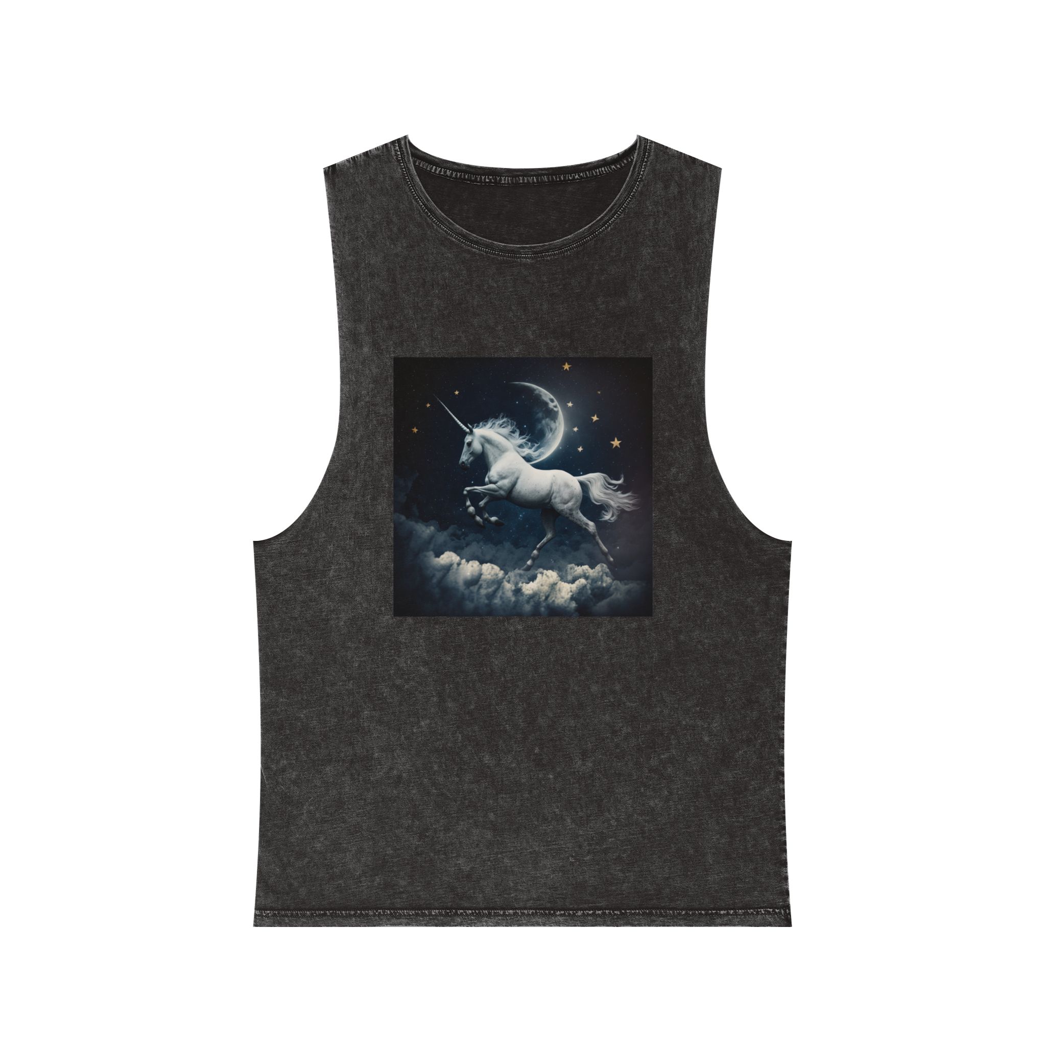 Unicorn Clouds With Full Moon Background Generative Ai Unisex Stonewash Tank Top
