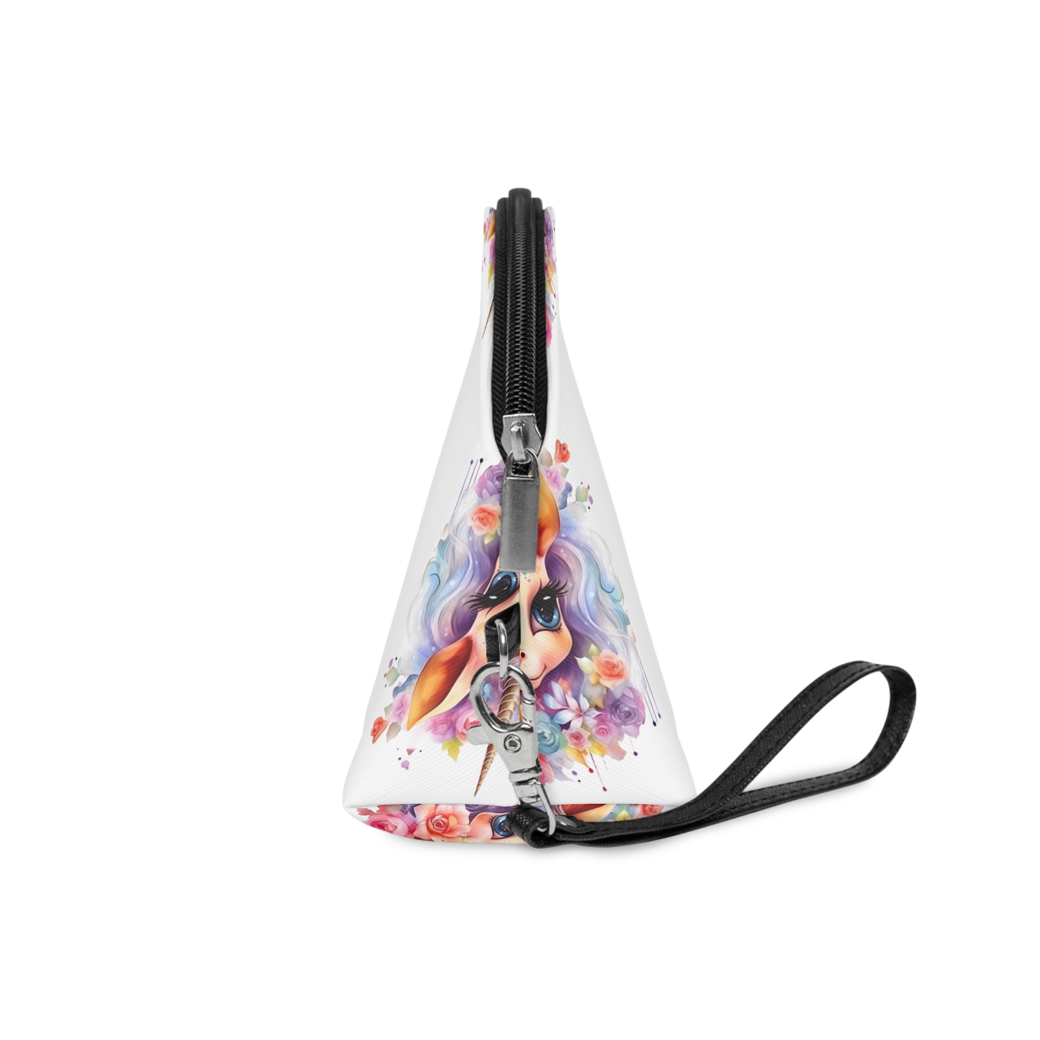 Cute Colorful Magic Unicorn With Flowers Watercolor Style (4) Copy Makeup Bag - Image 3