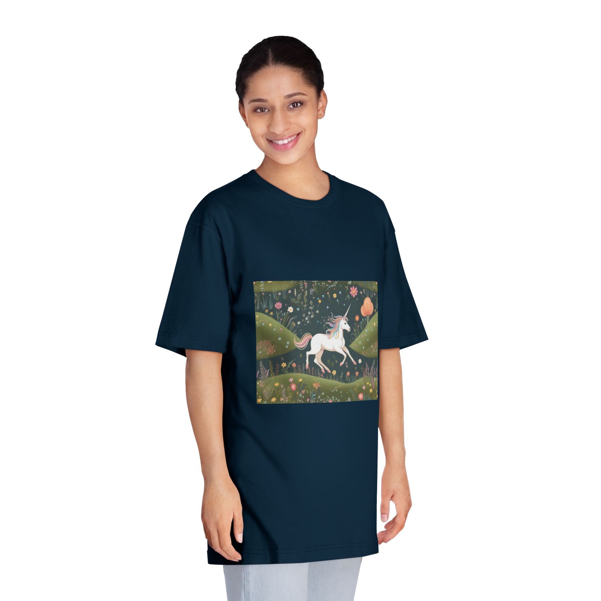 Beautiful Unicorn Running Magical Meadow Unicorn Background Images Whimsical Unicorn (53) Unisex Classic Crewneck T Shirt - Image 19