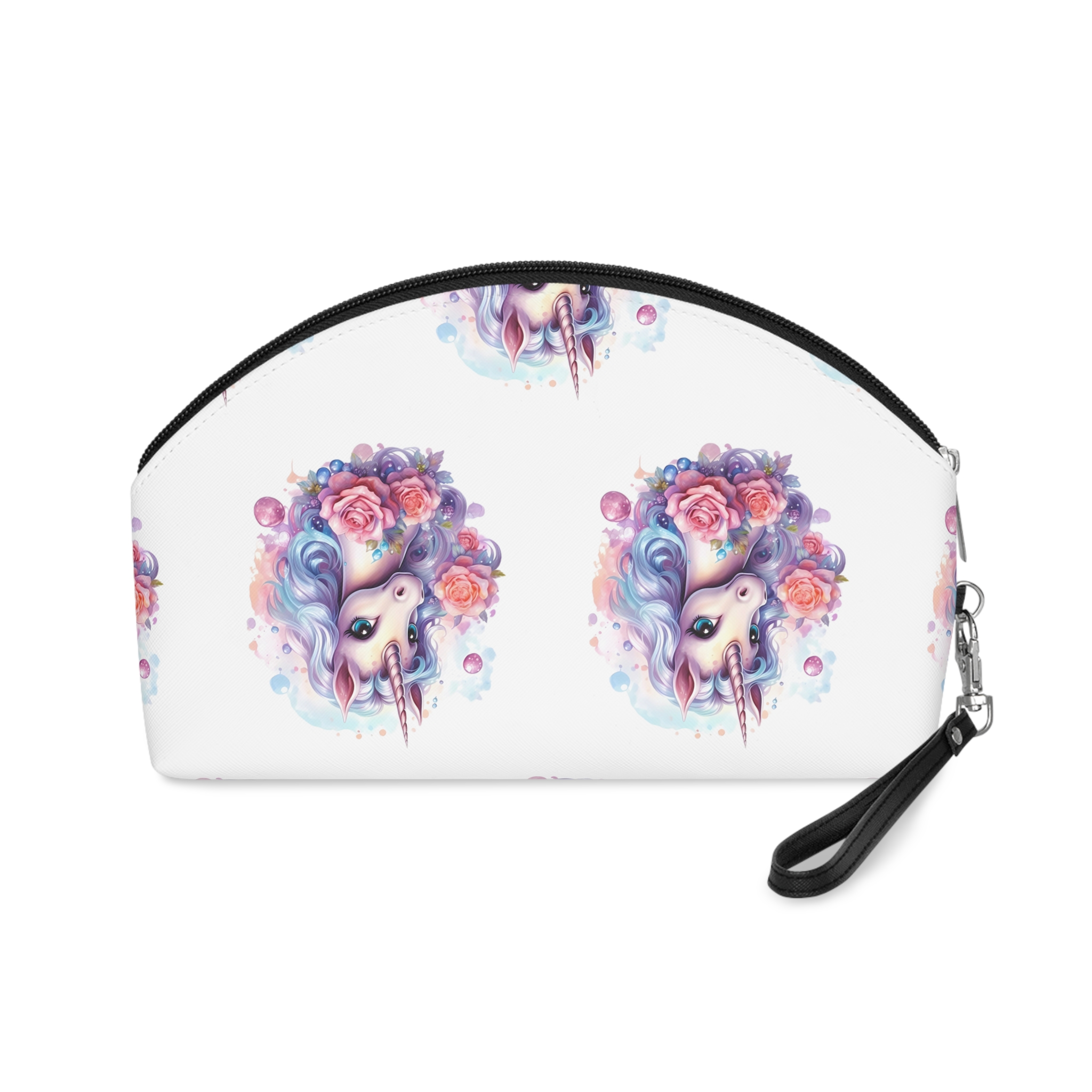 Cute Colorful Magic Unicorn With Flowers Watercolor Style (8) Copy Makeup Bag - Image 2