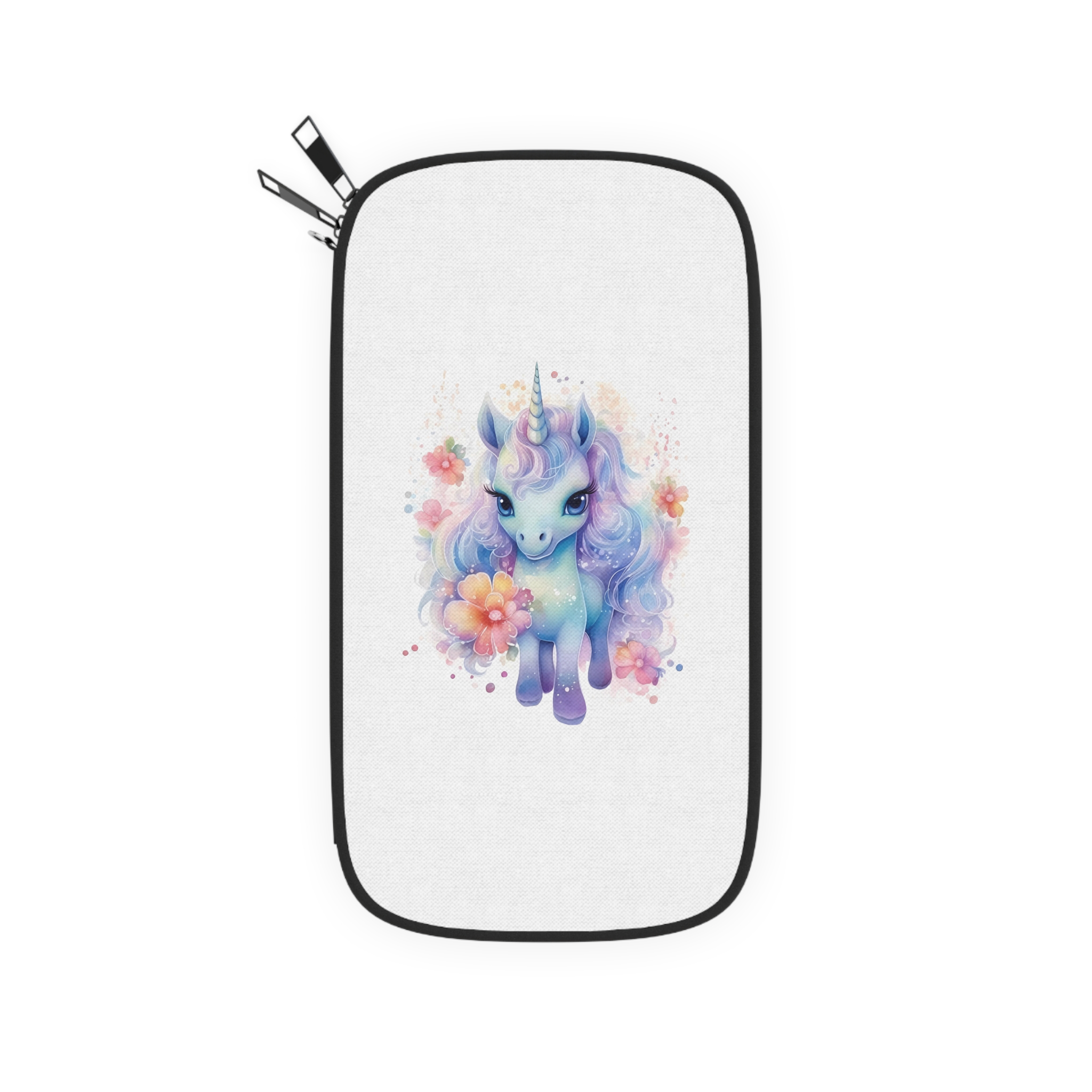 Cute Colorful Magic Unicorn With Flowers Watercolor Style Copia Passport Wallet - Image 2