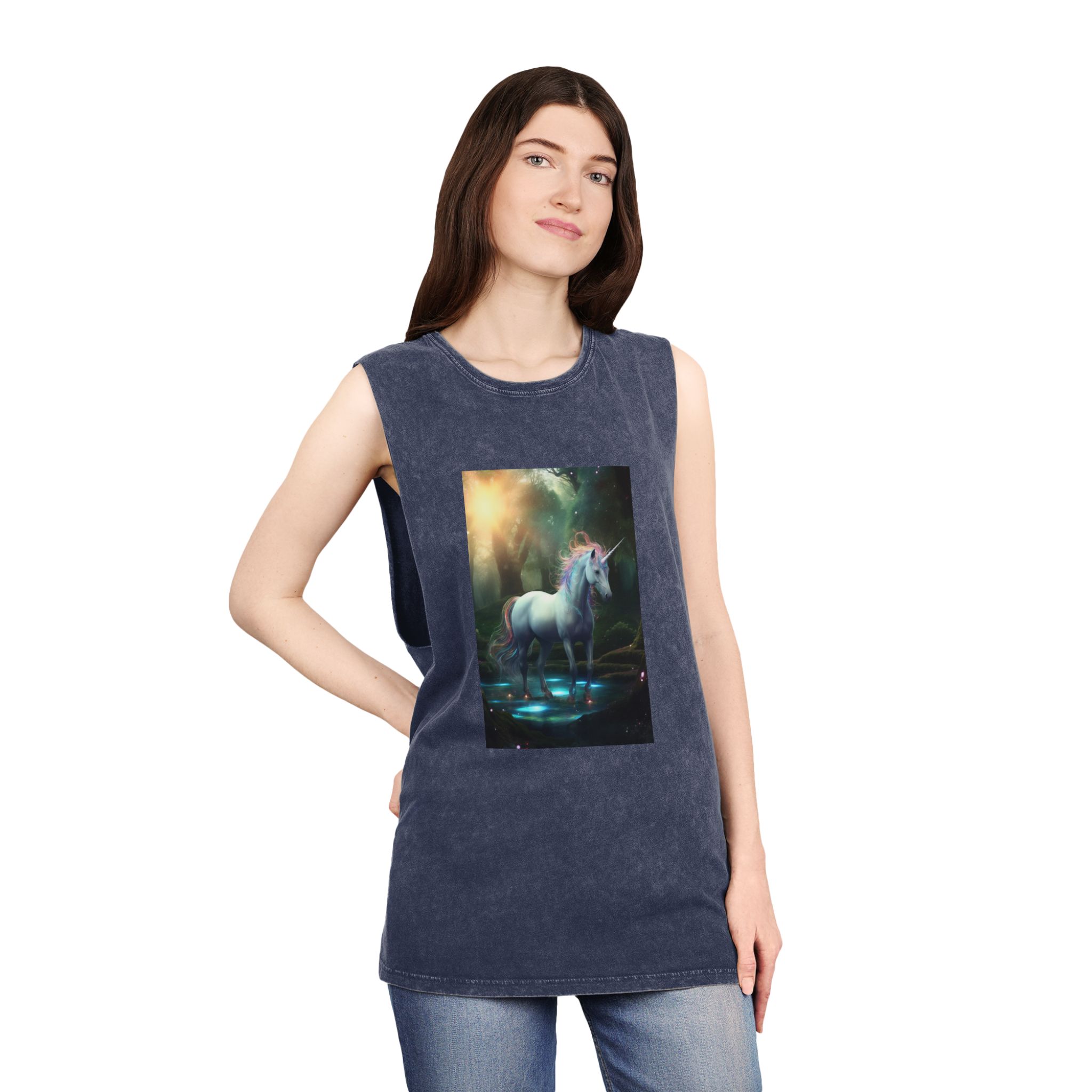 Magical Mythical Unicorn Creature 9 Unisex Stonewash Tank Top - Image 16