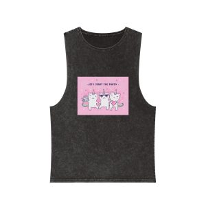 Cover Design With Unicorn Cats Unisex Stonewash Tank Top