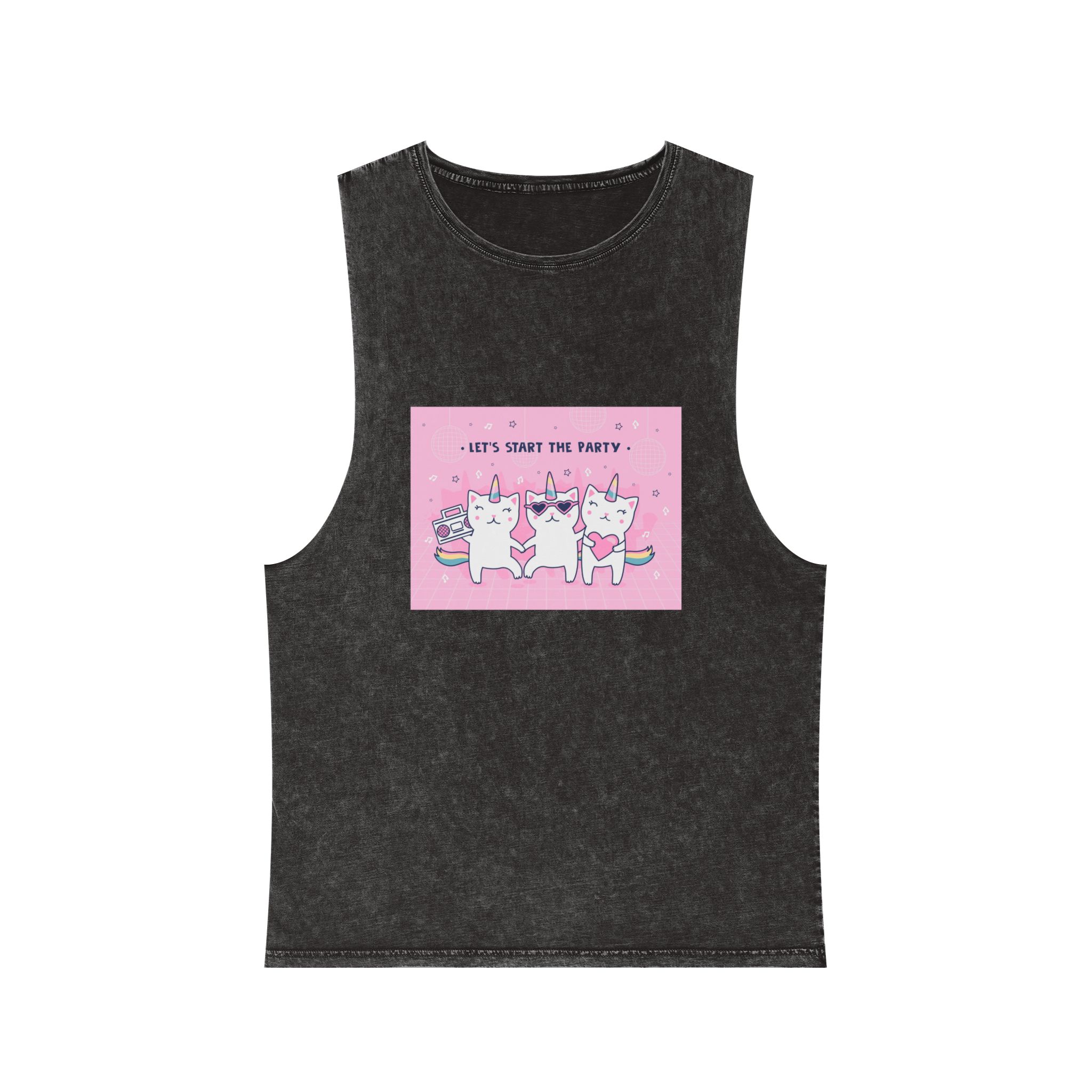 Cover Design With Unicorn Cats Unisex Stonewash Tank Top