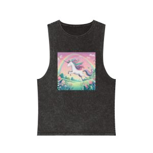 Beautiful Unicorn Running Magical Meadow Unicorn Background Images Whimsical Unicorn (9) Unisex Stonewash Tank Top