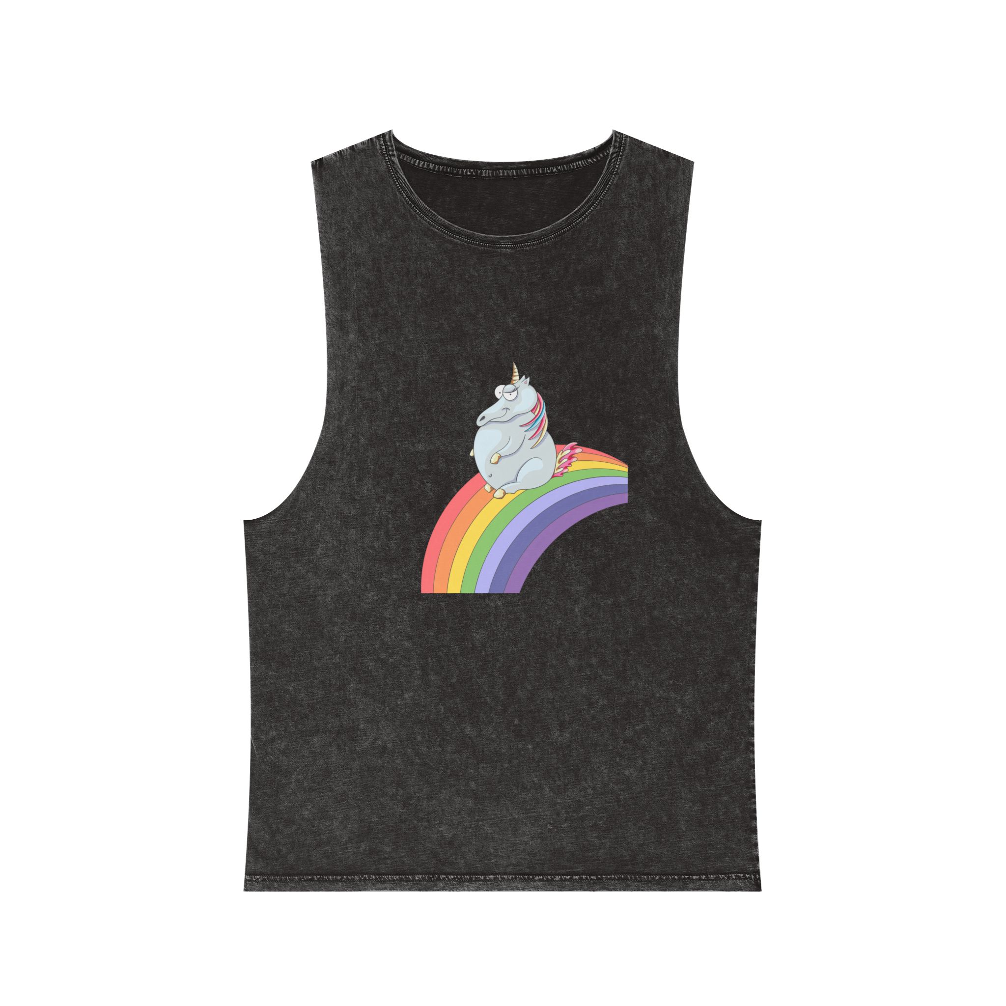 Unicorn and Rainbow Childrens Tale Magic Art Flat Unisex Stonewash Tank Top