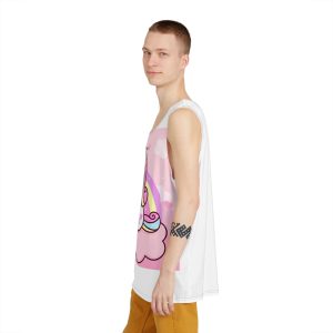 Cute Unicorn Vector On Sweet Cloud and Heart With Rainbow Pony Cartoon Kawaii Animals Background Valentines Day Gift Mens Tank Aop