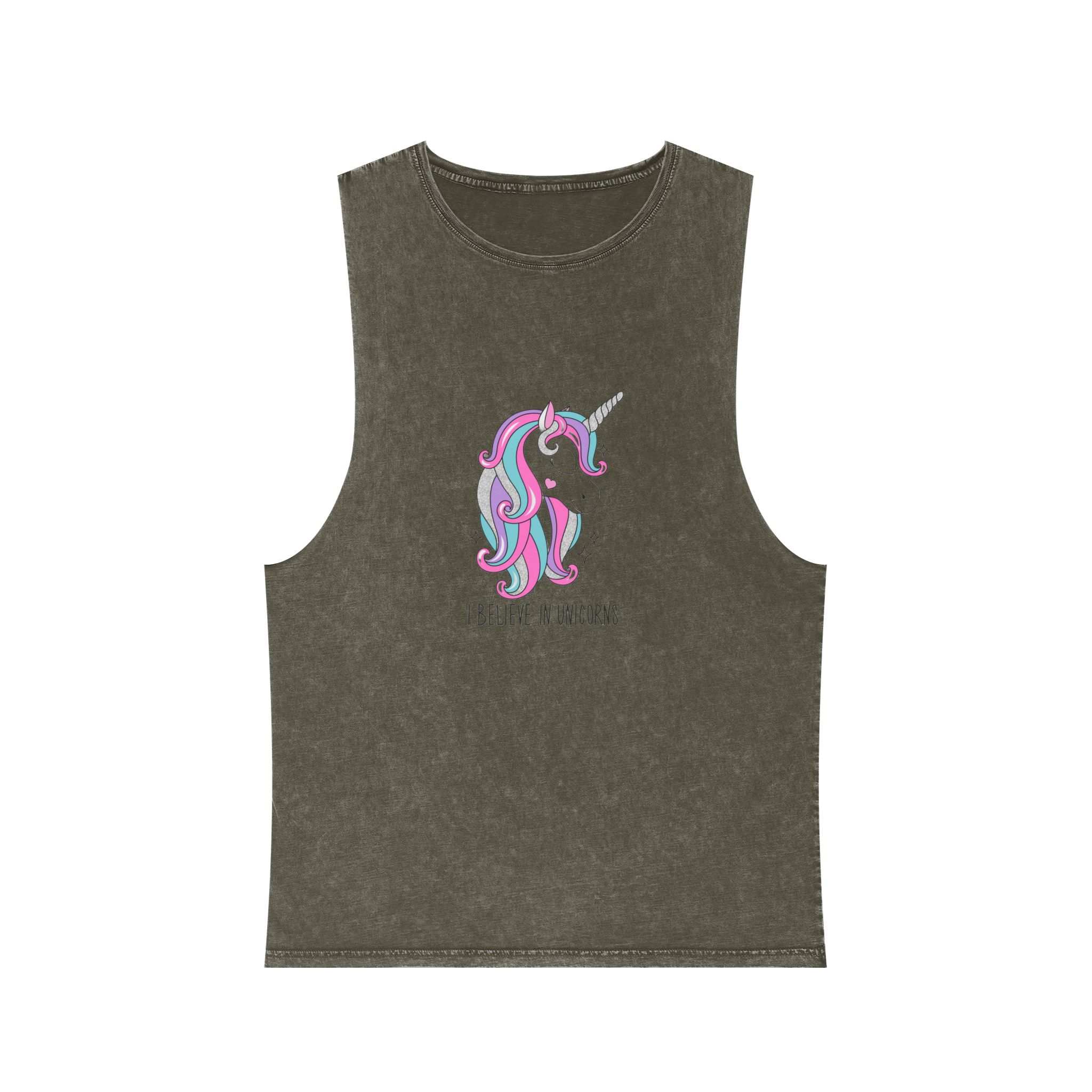 I Belive In Unicorns Copia Unisex Stonewash Tank Top - Image 5