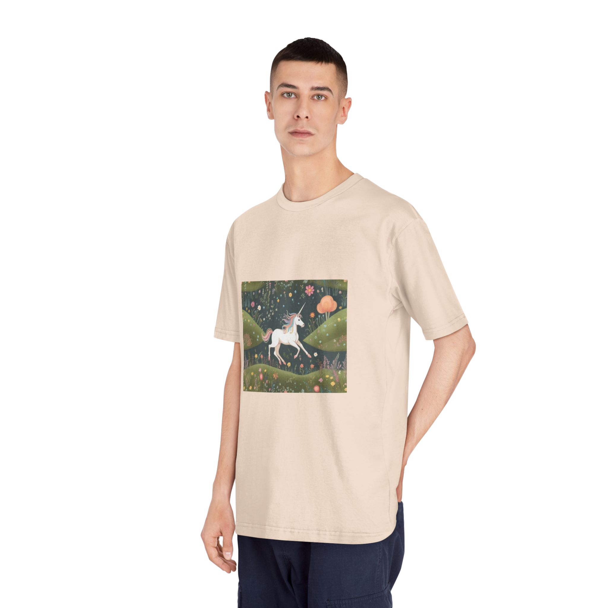 Beautiful Unicorn Running Magical Meadow Unicorn Background Images Whimsical Unicorn (53) Unisex Classic Crewneck T Shirt - Image 12