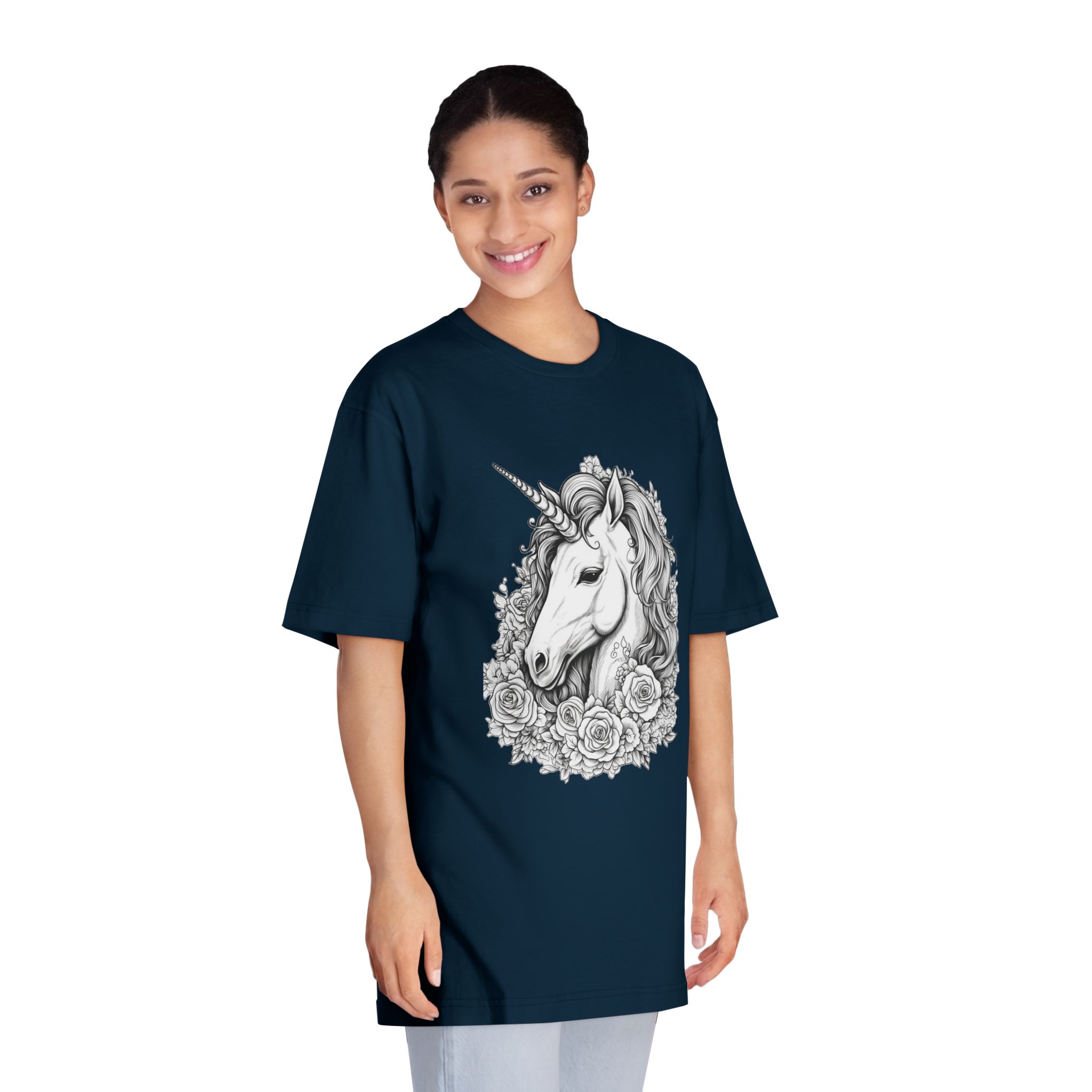 Unicorn With Roses Roses Around It Generative Ai Unisex Classic Crewneck T Shirt - Image 19