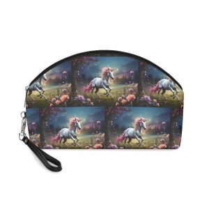 Beautiful Unicorn Running Magical Meadow Unicorn Background Images Whimsical Unicorn (36) Makeup Bag