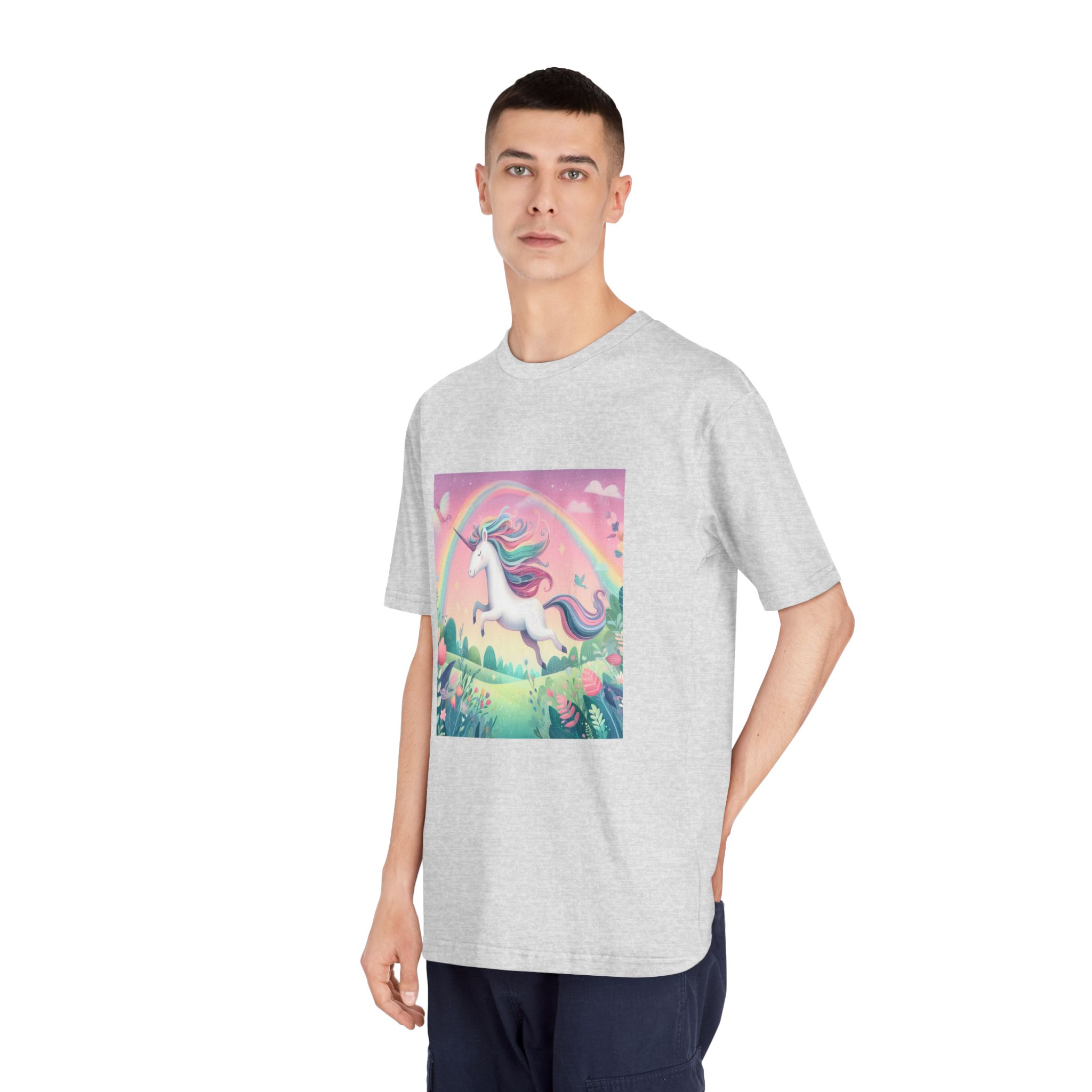 Beautiful Unicorn Running Magical Meadow Unicorn Background Images Whimsical Unicorn (9) Unisex Classic Crewneck T Shirt - Image 16