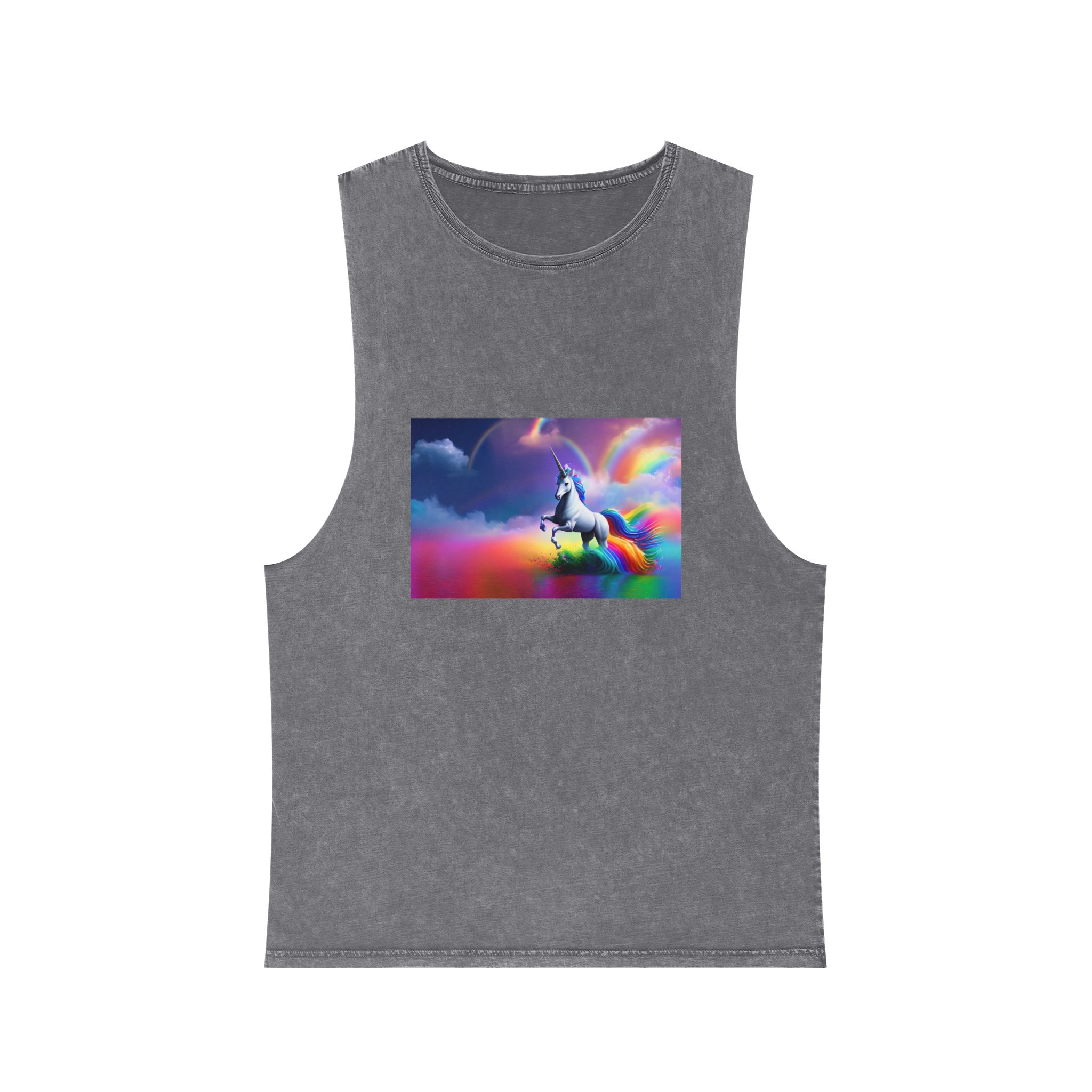 Beautiful Butterfly Unicorn Watercolors Unisex Stonewash Tank Top - Image 9