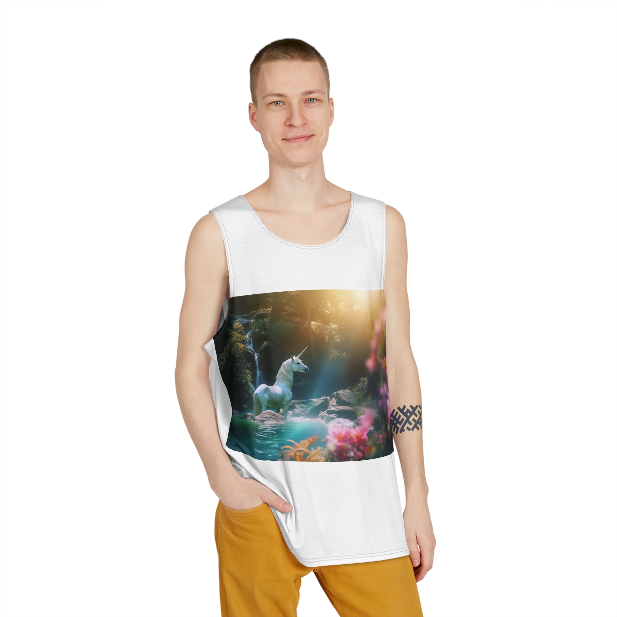Magical Mythical Unicorn Creature 10 Mens Tank Aop - Image 3
