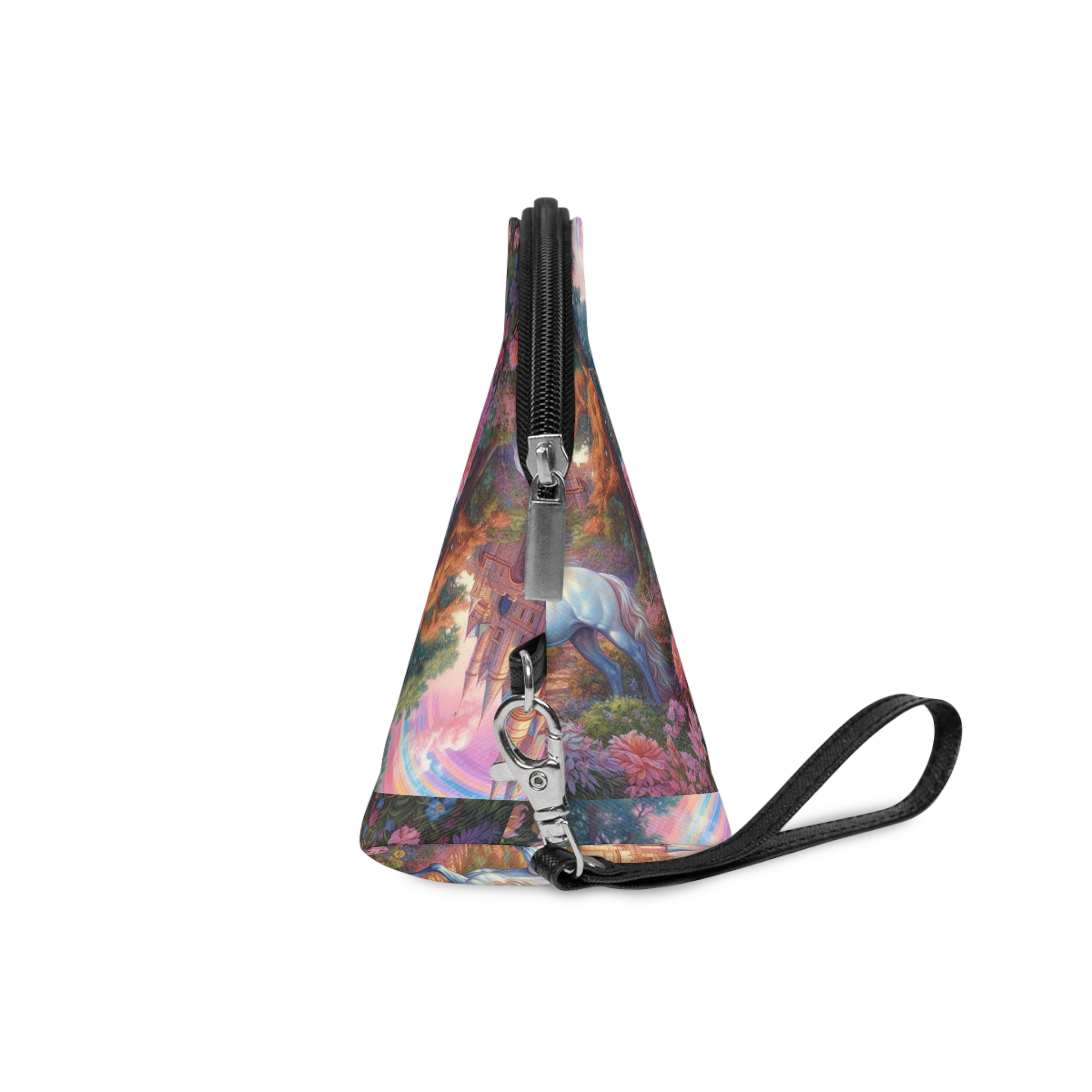Painting Unicorn Front Castle With Rainbow Generative Ai Makeup Bag - Image 3