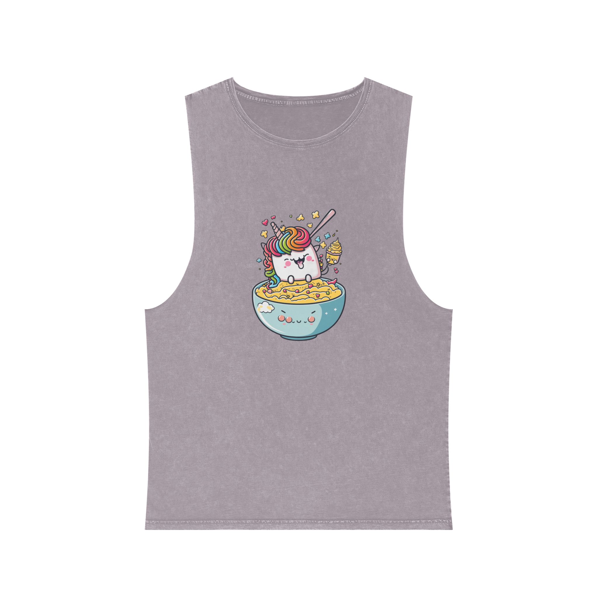 Cute Kawaii Unicorn Graphic Eating Ramen Unisex Stonewash Tank Top - Image 17