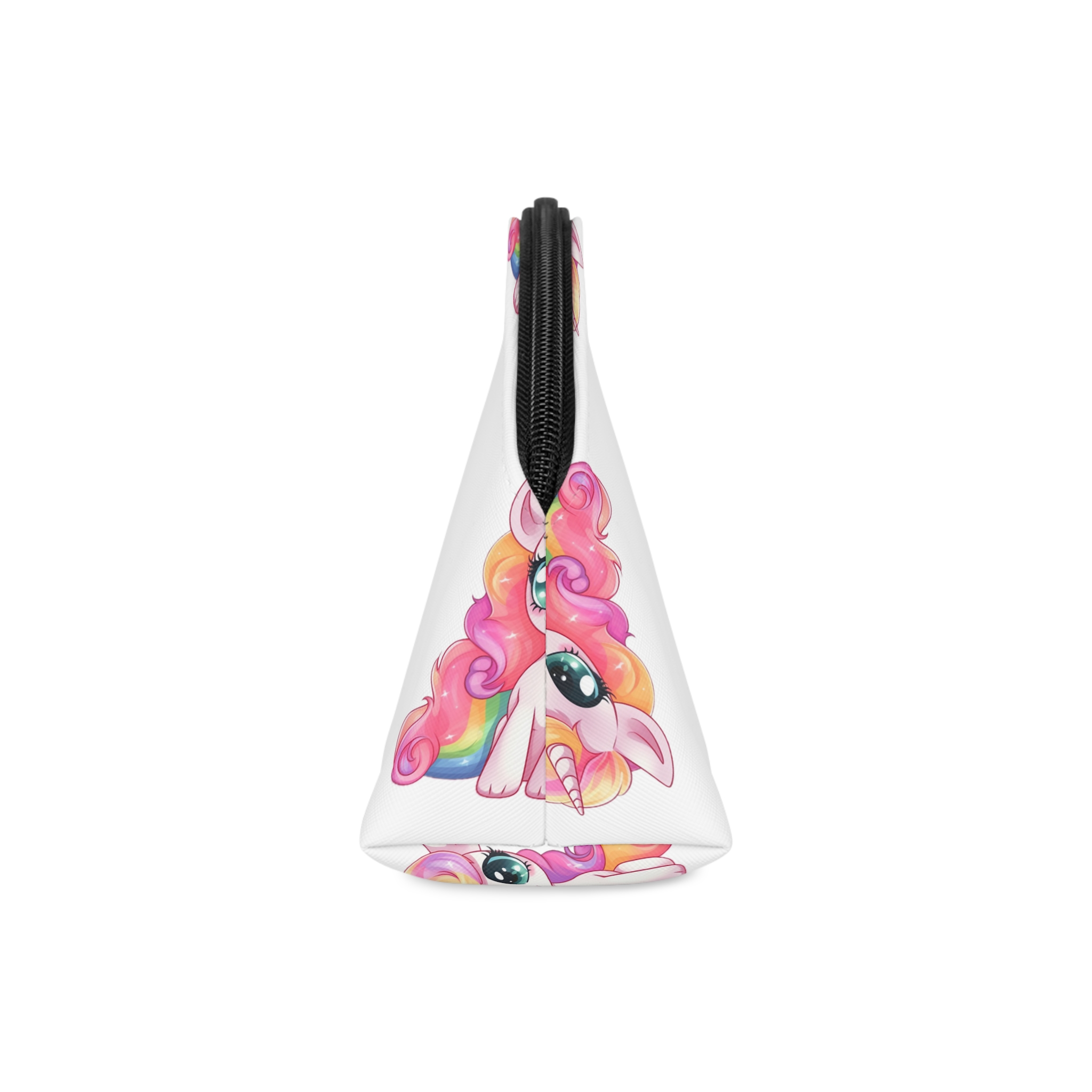 Cartoon Unicorn With Pink Hair Rainbow Mane Sitting Ground Generative Ai Makeup Bag - Image 4