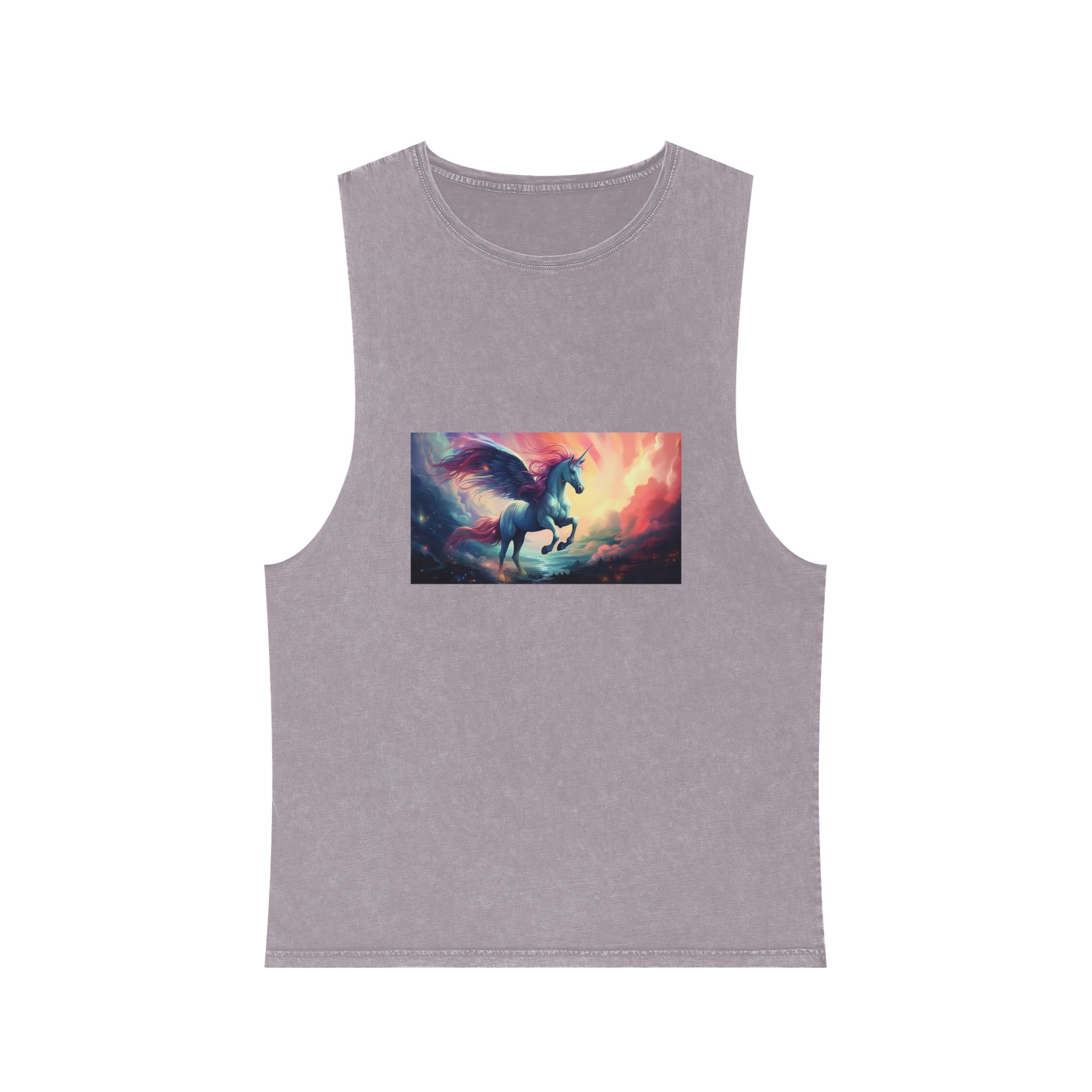 Painting Unicorn With Wings Flying Lake Generative Ai Unisex Stonewash Tank Top - Image 17