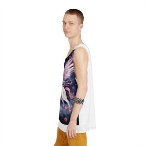 Unicorn With Wings Flying Night Sky With Flowers Generative Ai Mens Tank Aop