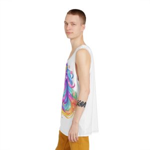 Cartoon Unicorn With Flower Crown Its Head Generative Ai Mens Tank Aop