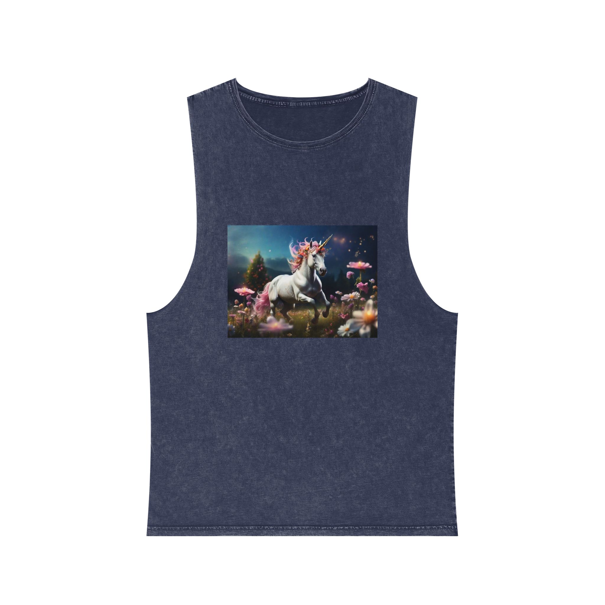 Beautiful Unicorn Running Magical Meadow Unicorn Background Images Whimsical Unicorn (23) Unisex Stonewash Tank Top - Image 13
