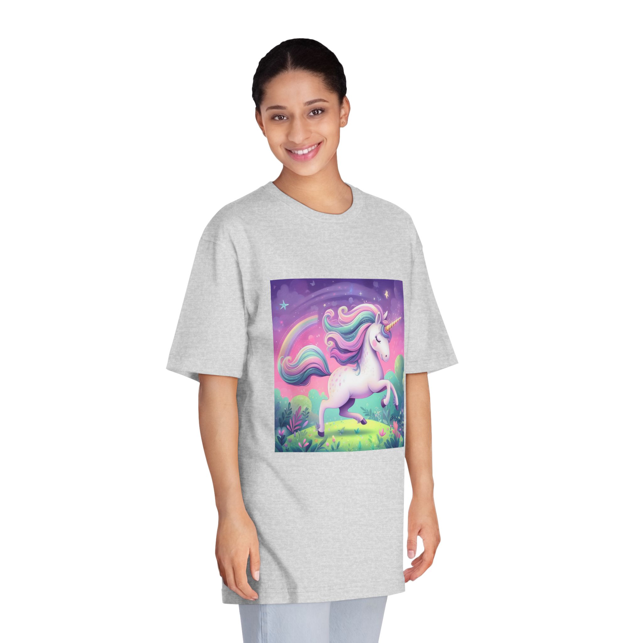 Beautiful Unicorn Running Magical Meadow Unicorn Background Images Whimsical Unicorn (12) Unisex Classic Crewneck T Shirt - Image 15