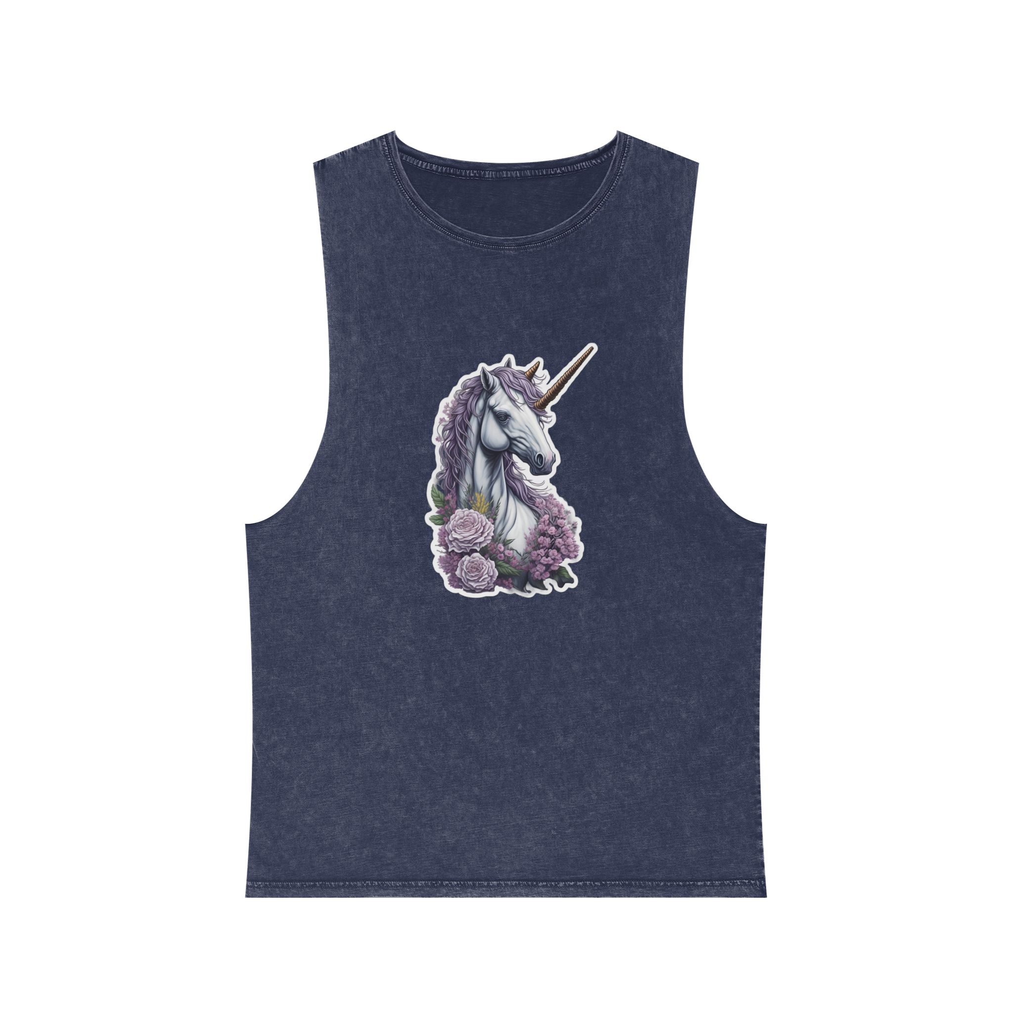 Unicorn Sticker (1) Unisex Stonewash Tank Top - Image 13