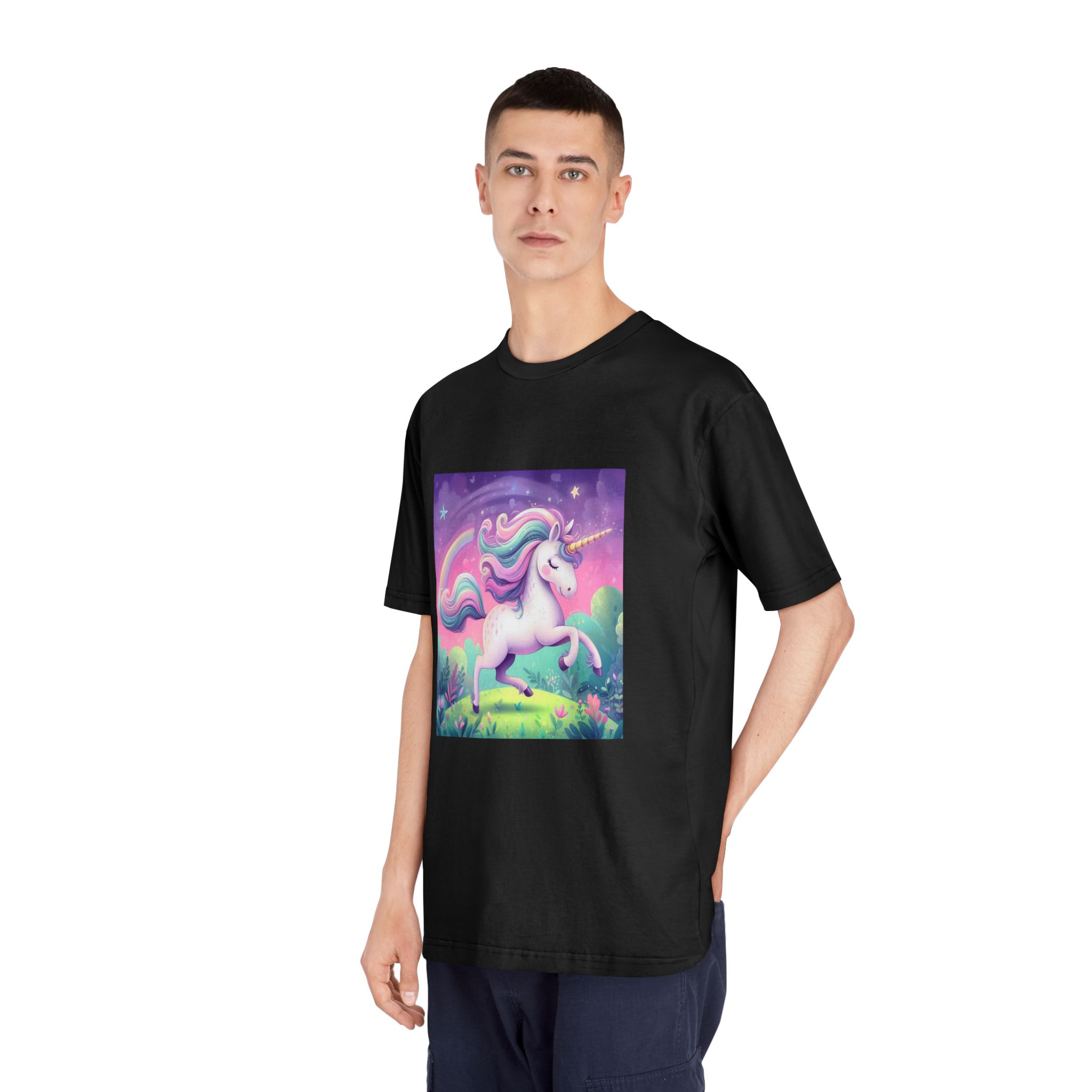 Beautiful Unicorn Running Magical Meadow Unicorn Background Images Whimsical Unicorn (12) Unisex Classic Crewneck T Shirt - Image 8